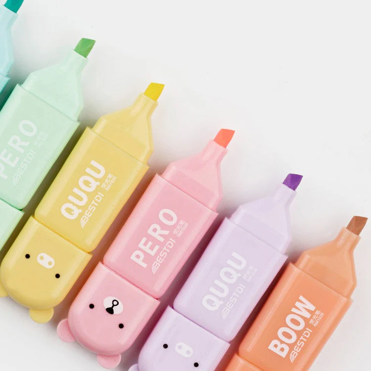 Mini Cartoon Animal Highlighters - Set of 6