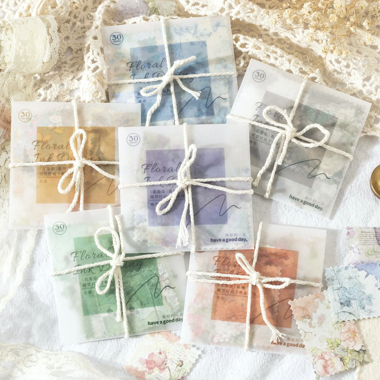 Floral Ink Scrapbooking Stickers