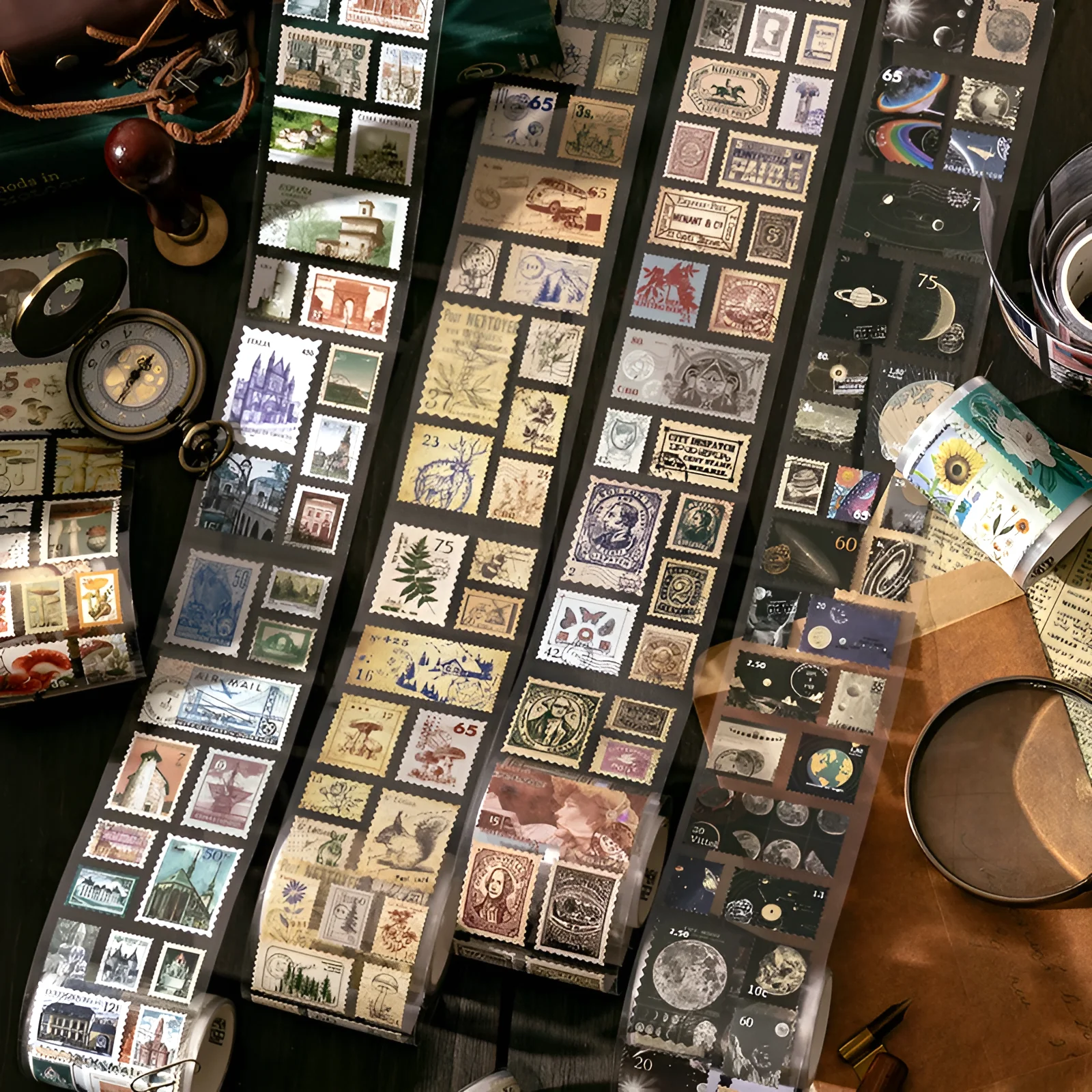 Vintage Nature Post Office Stamp Washi Sticker Roll