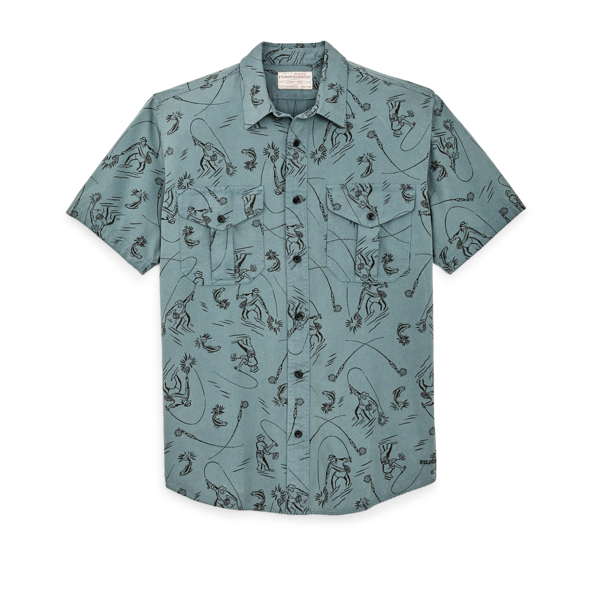 Short Sleeve Lightweight Alaskan Guide Shirt - Blue Gray / Fly Fishing