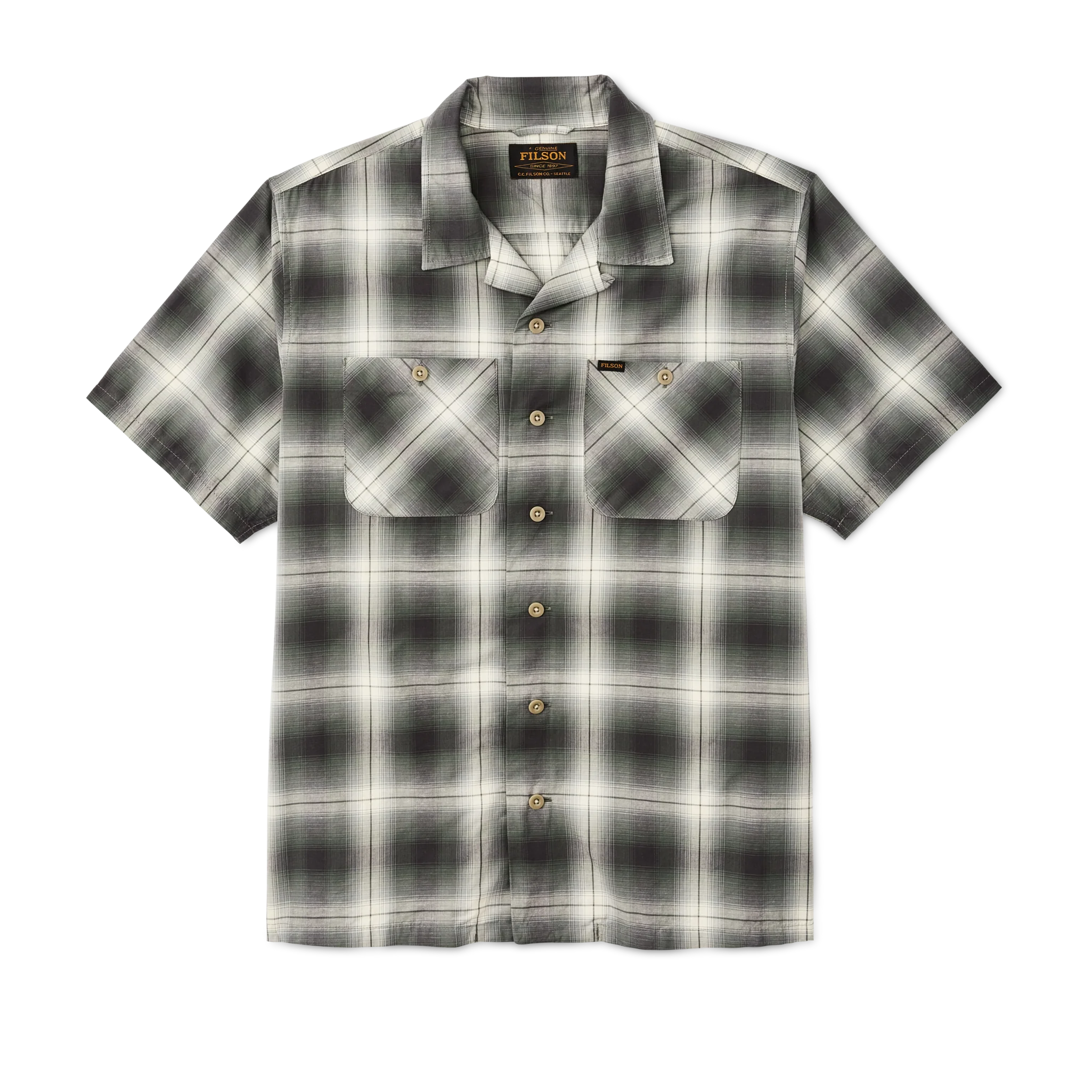 Greenwood Short Sleeve Camp Shirt - Olive / Beige Ombre
