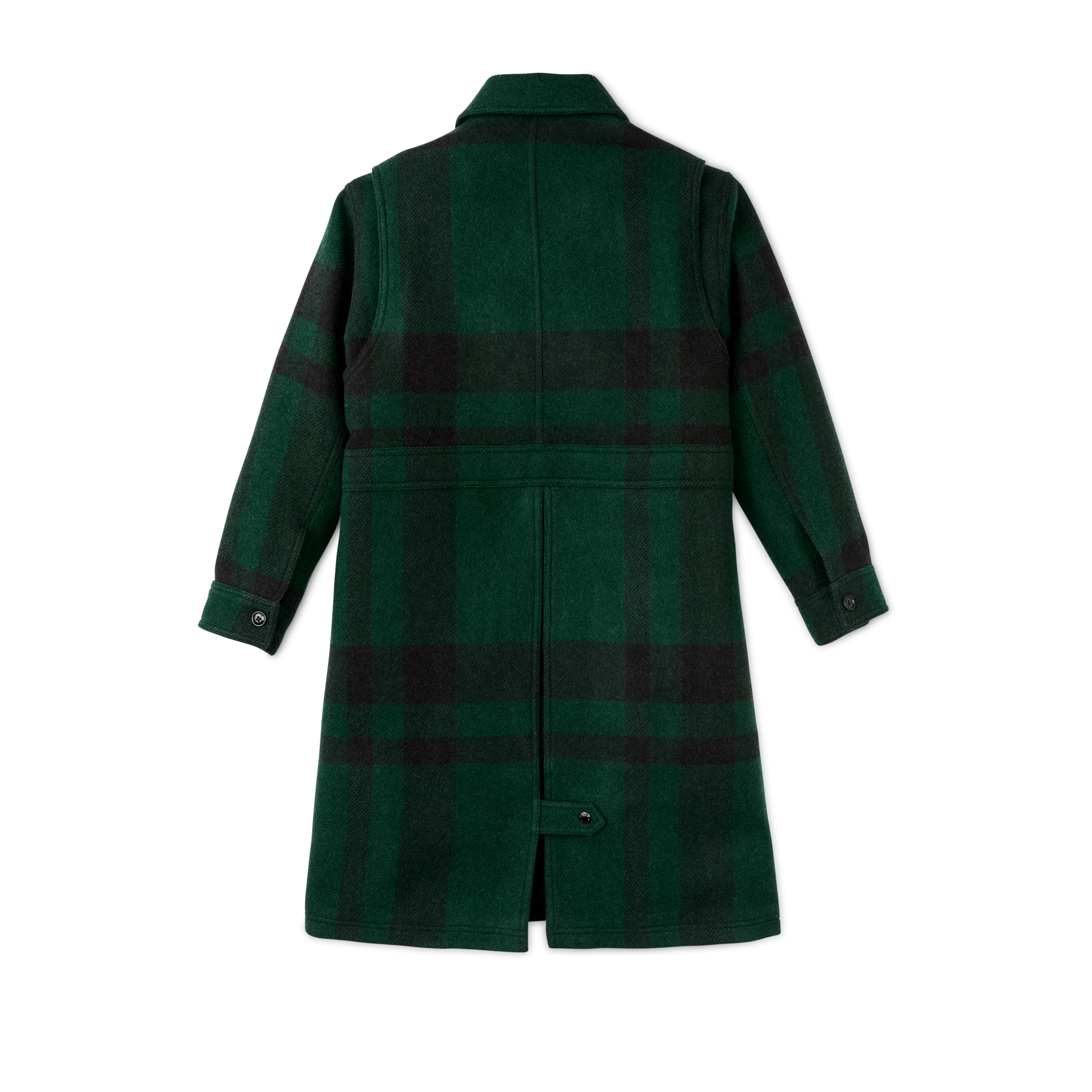 Women's Wool Long Cruiser Coat - Otter Green / Black Plaid
