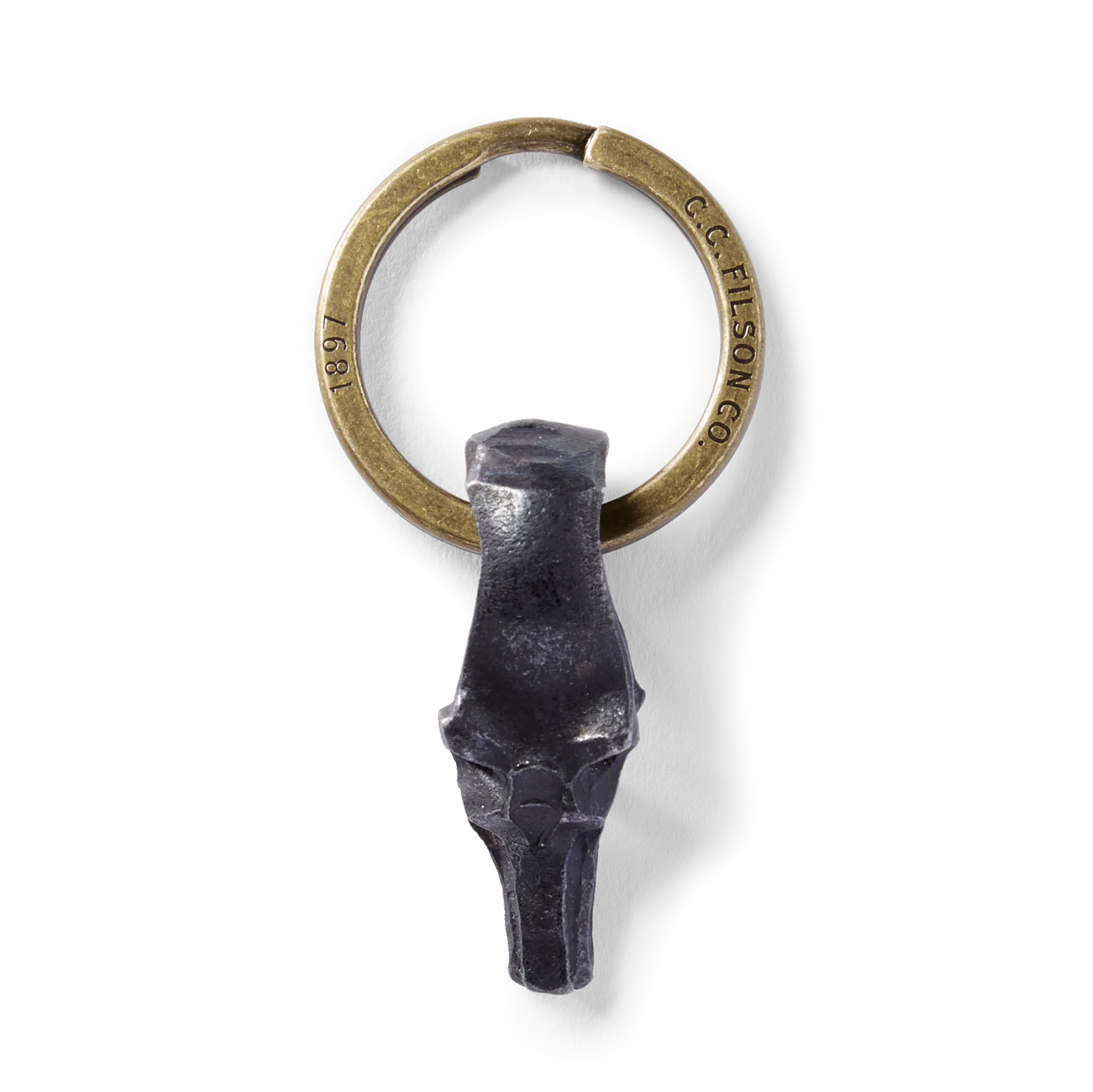 Wolf Head Short Key Fob - Steel