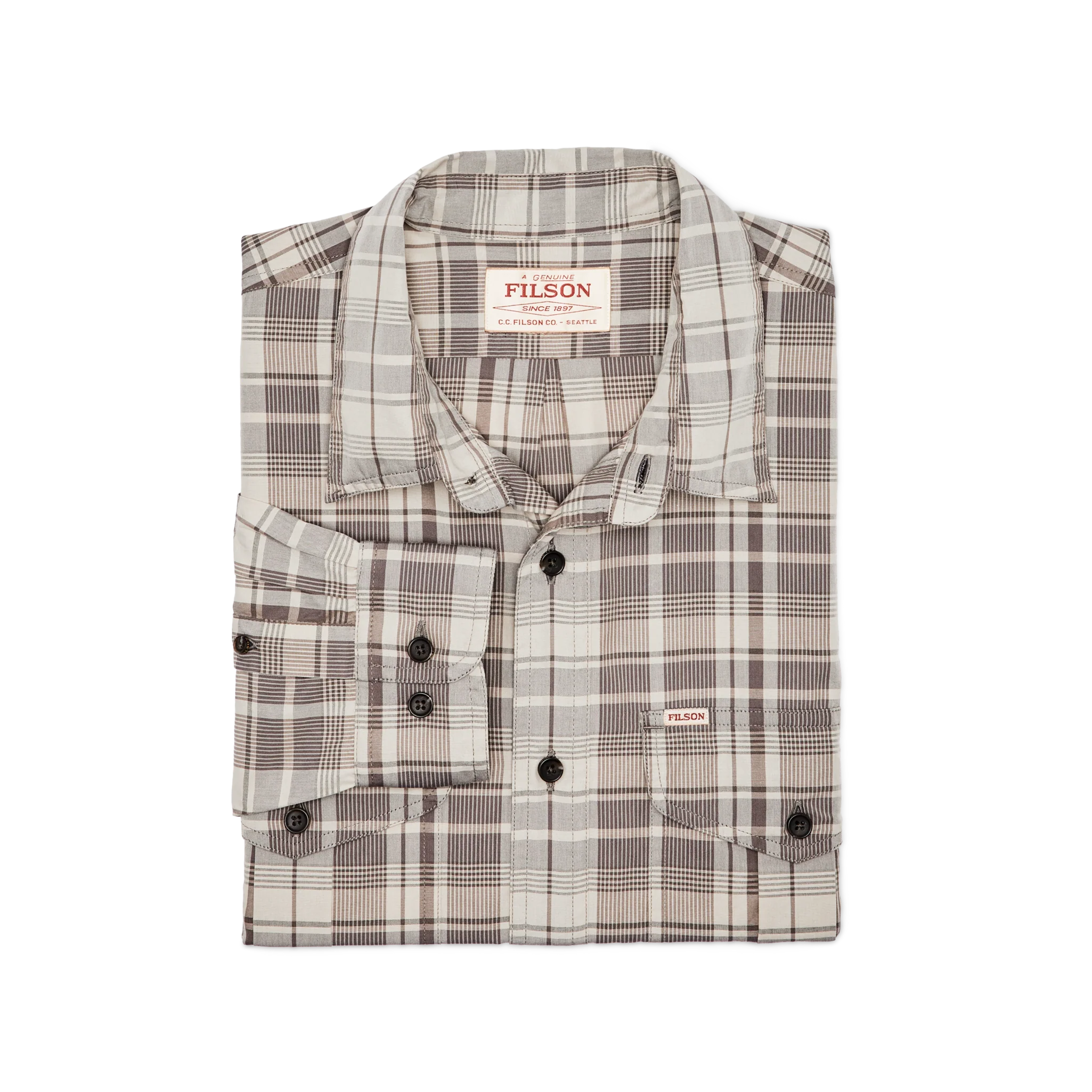 Filson's Washed Feather Cloth Shirt - Light Brown / Natural Plaid