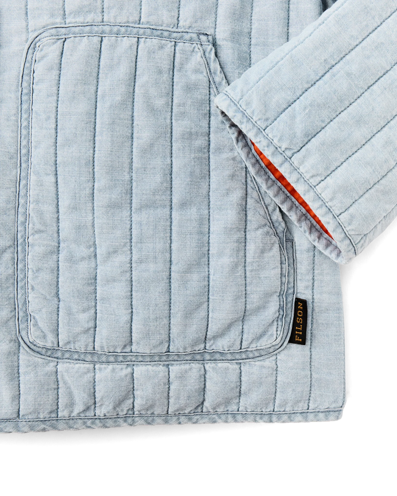 Women's Chambray Quilted Jacket - Light Indigo Chambray