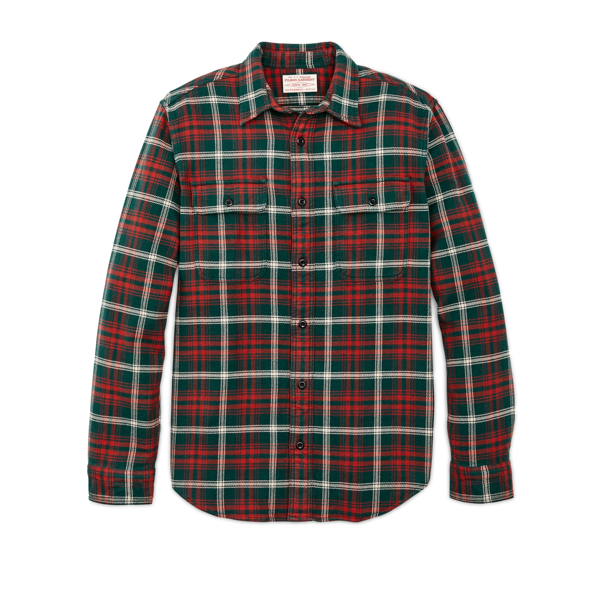 Vintage Flannel Work Shirt - Green / Red / White Plaid