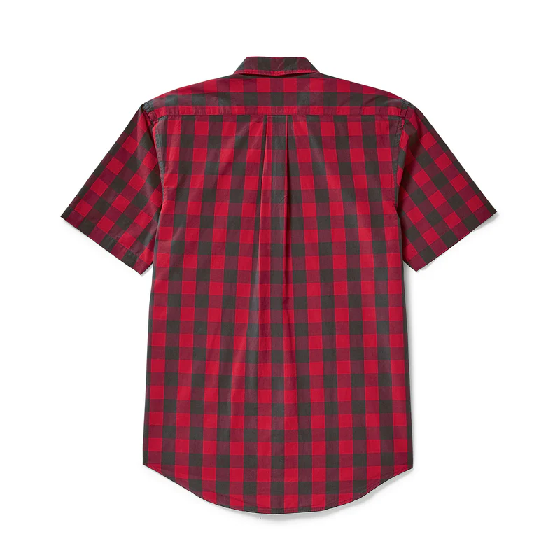 Sutter Sport Short Sleeve Shirt - Dark Brown / Scarlet Plaid