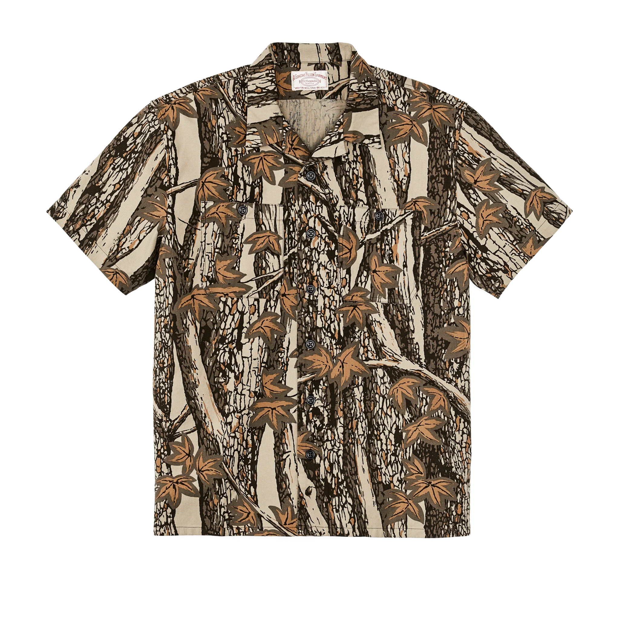 Rustic Short Sleeve Camp Shirt - Maple Bark Camo / Tan