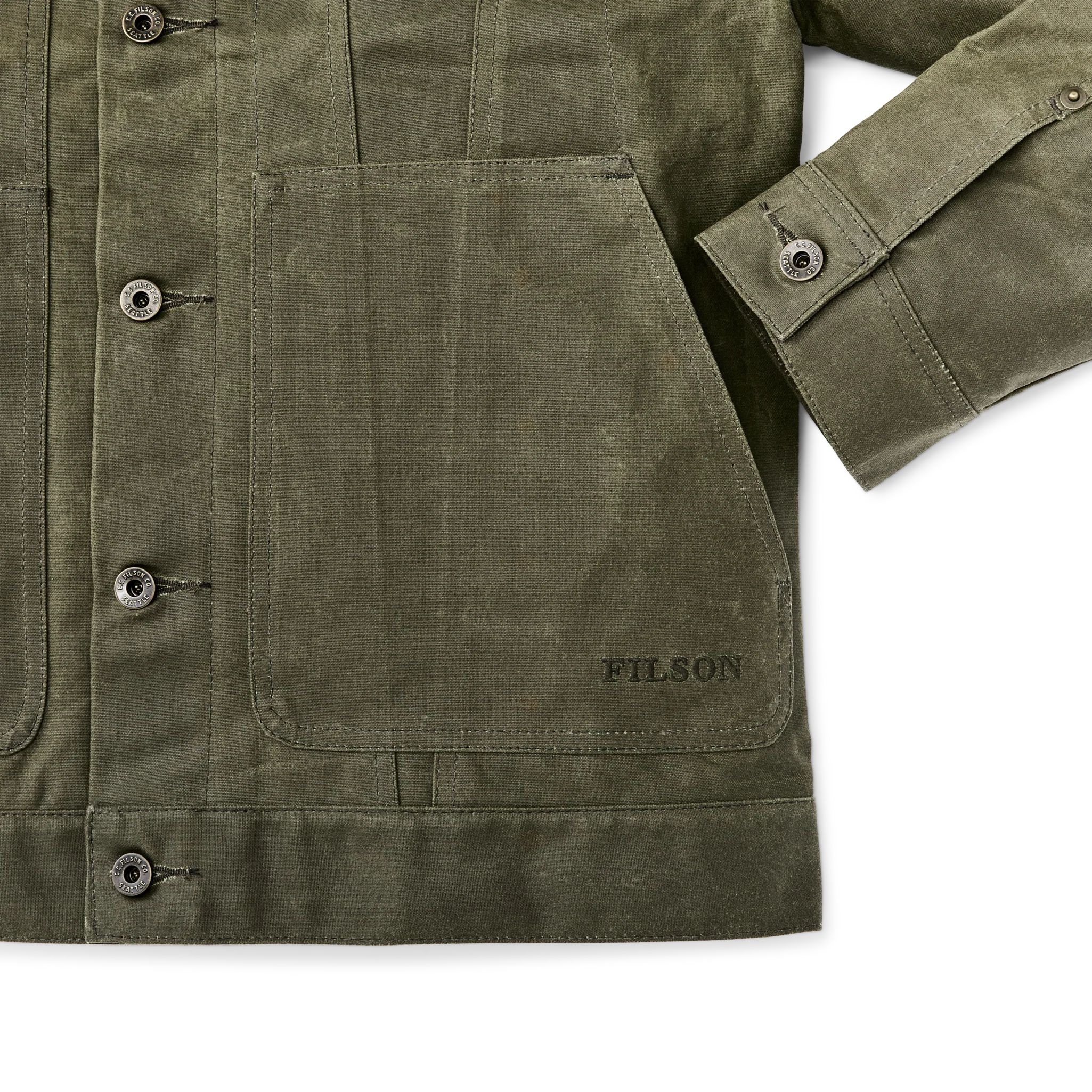 Tin Cloth Short Lined Cruiser Jacket - Military Green