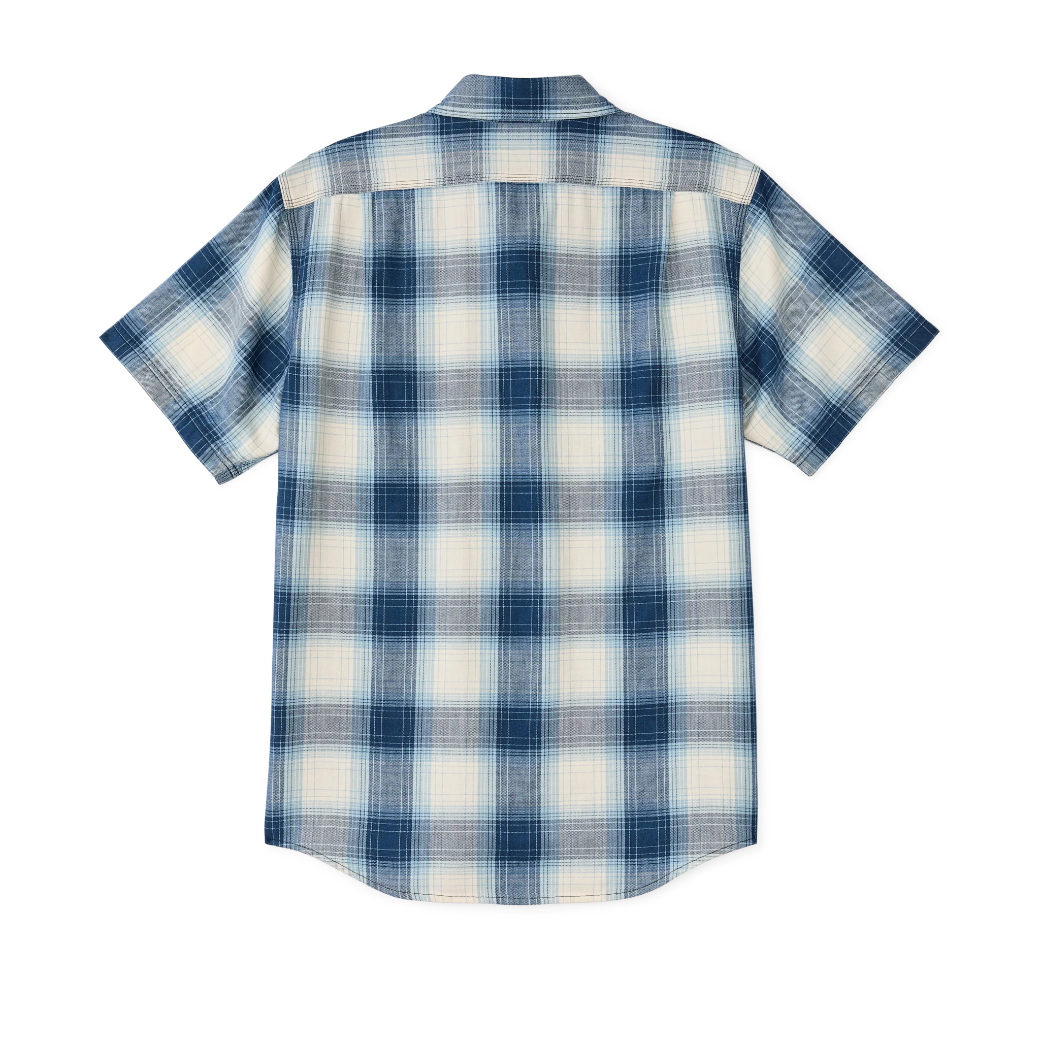 Short Sleeve Chambray Shirt  - Indigo Plaid