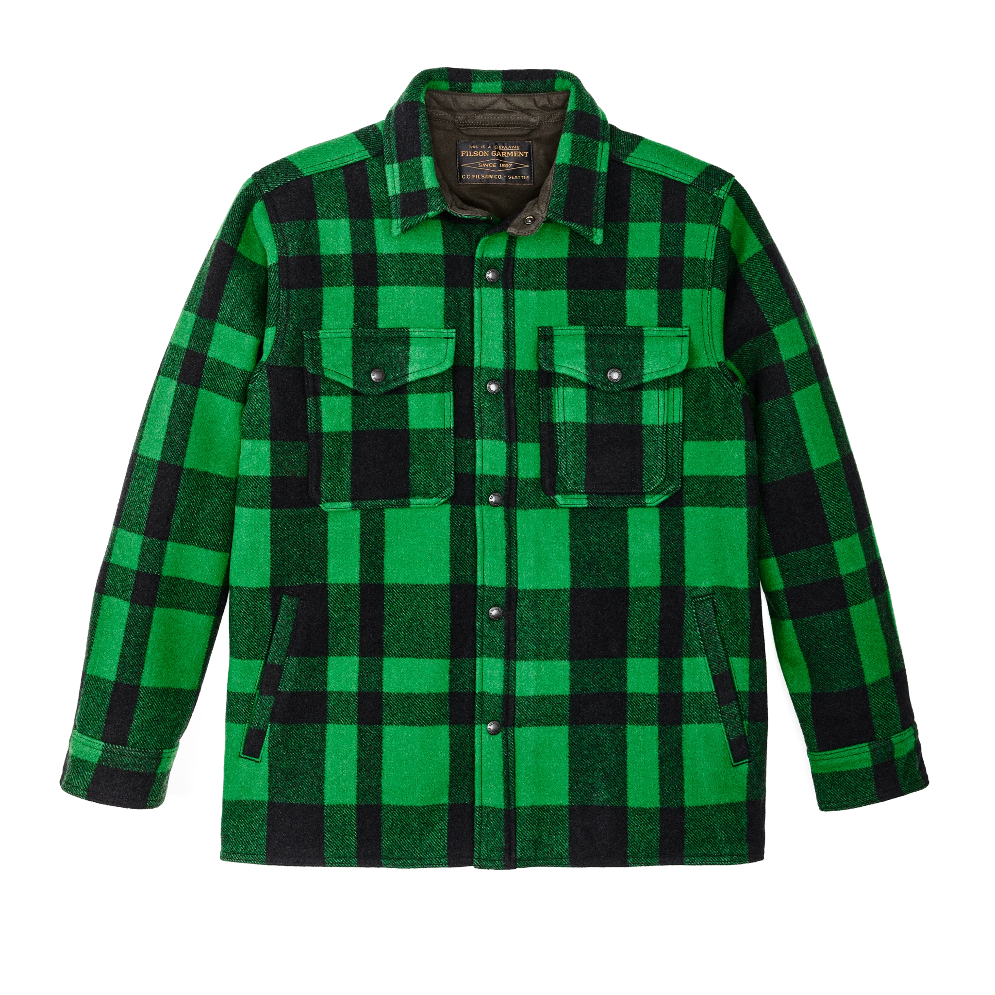 Lined Mackinaw Wool Jac Shirt - Acid Green / Black Heritage Plaid X