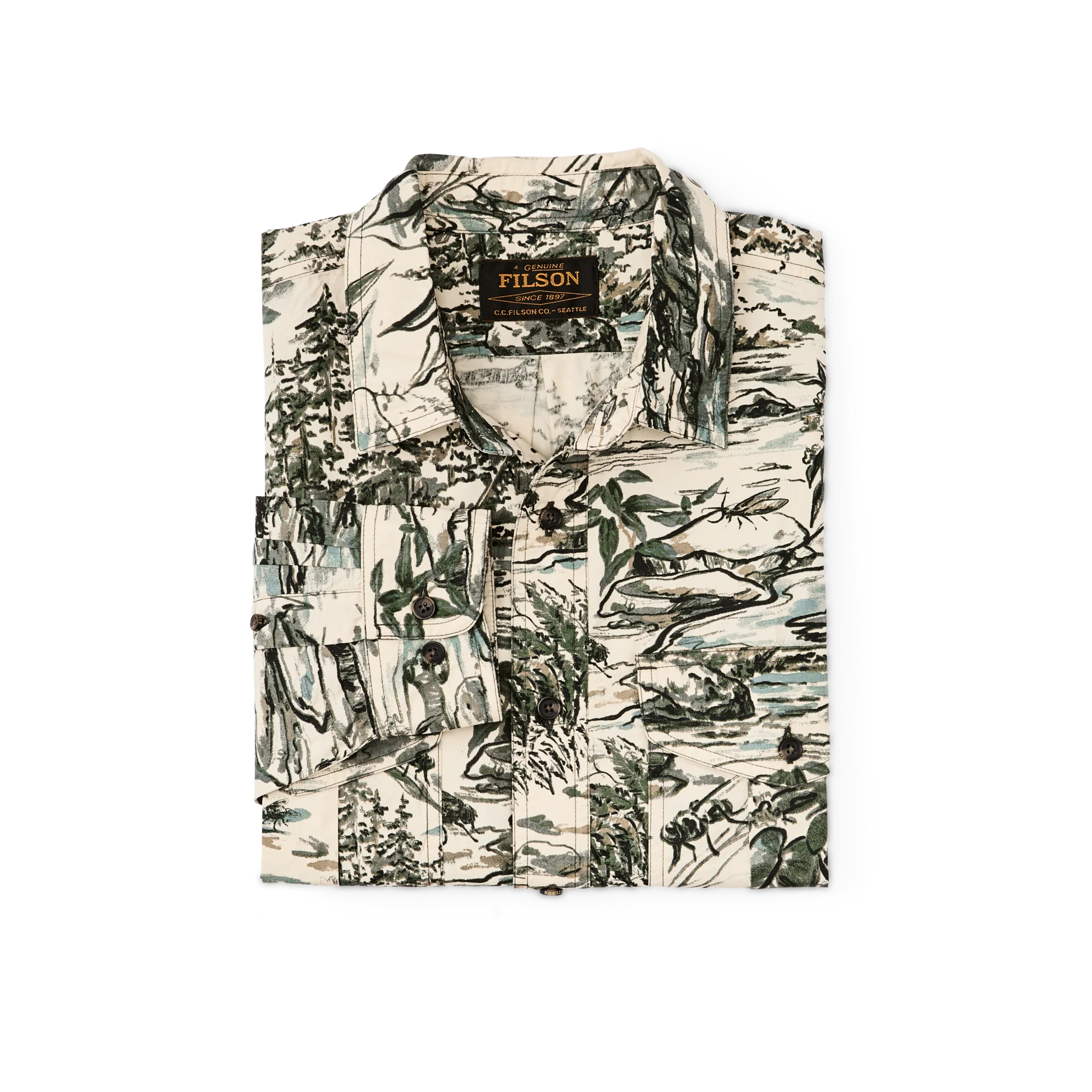 Filson X Housefly Washed Feather Cloth Shirt - Khaki / Scenic