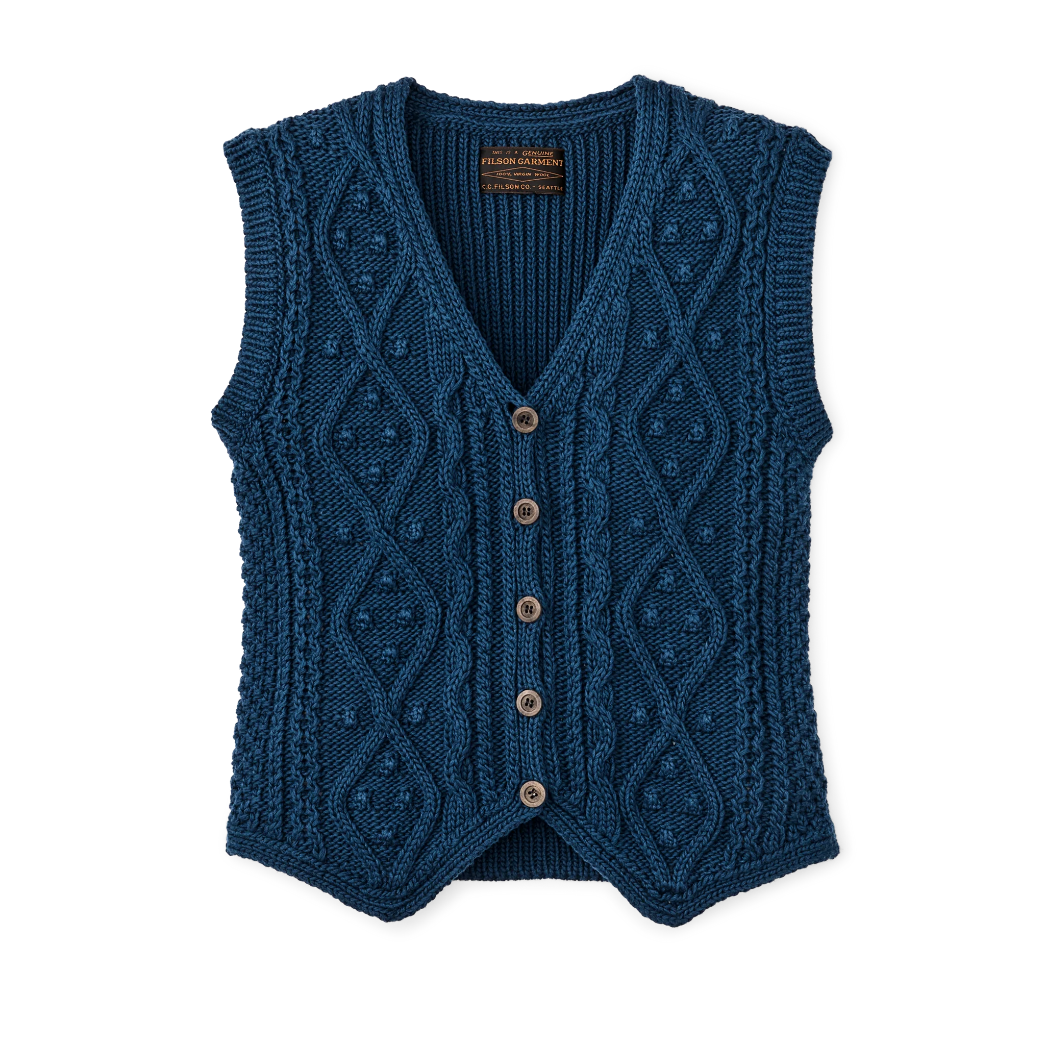 Women's Rustic Cable Knit Vest - Deep Blue