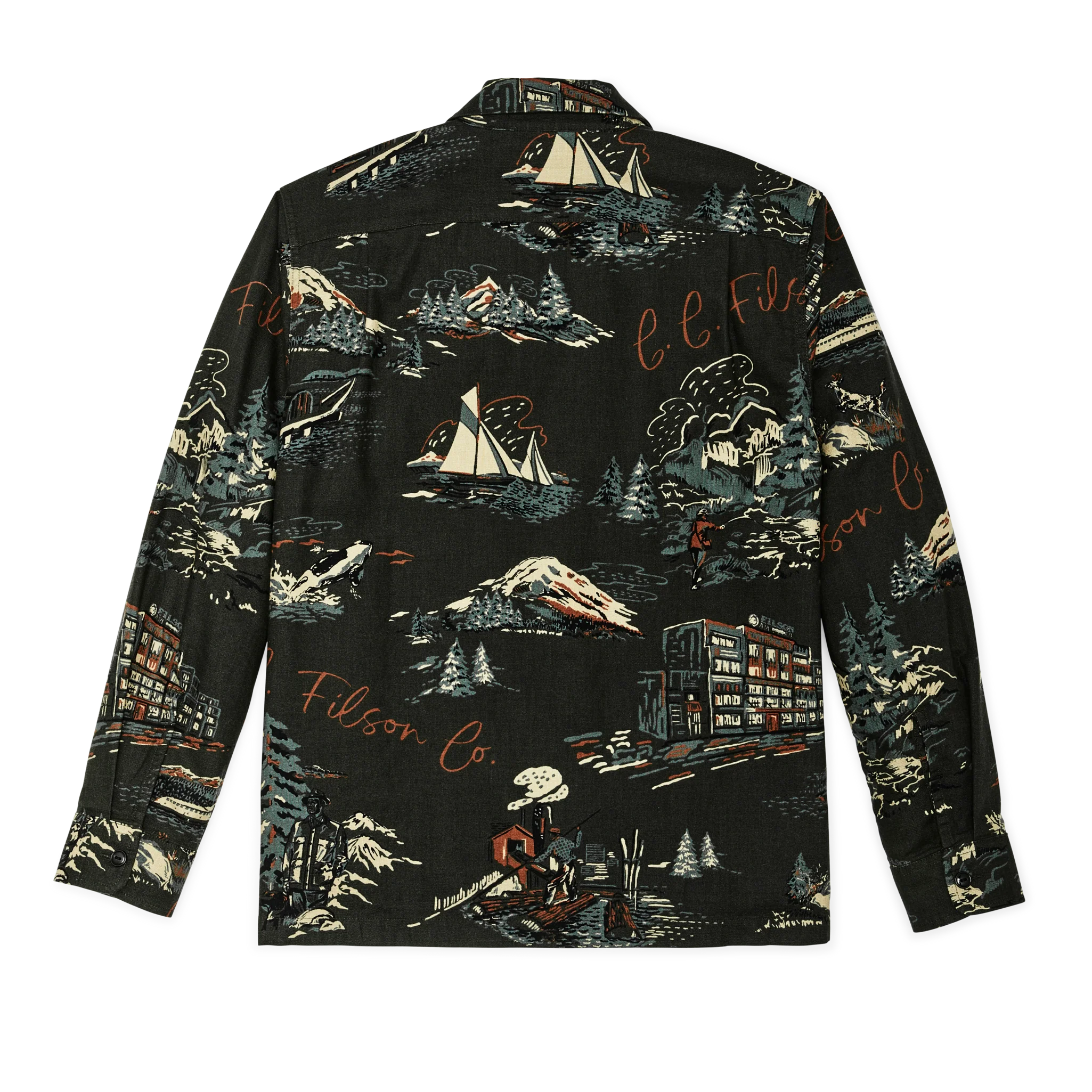 Elk Heights Camp Shirt - Green Northwest Scenic Print