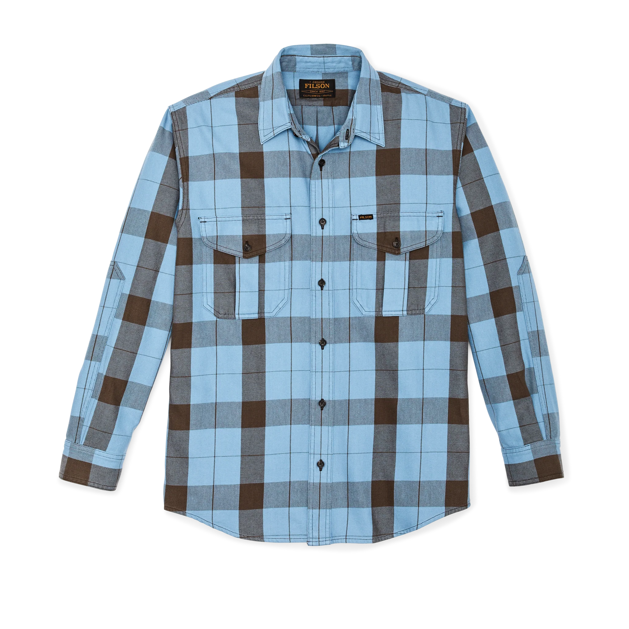 Vintage Wash Alaskan Guide Shirt - Blue / Dark Brown Plaid