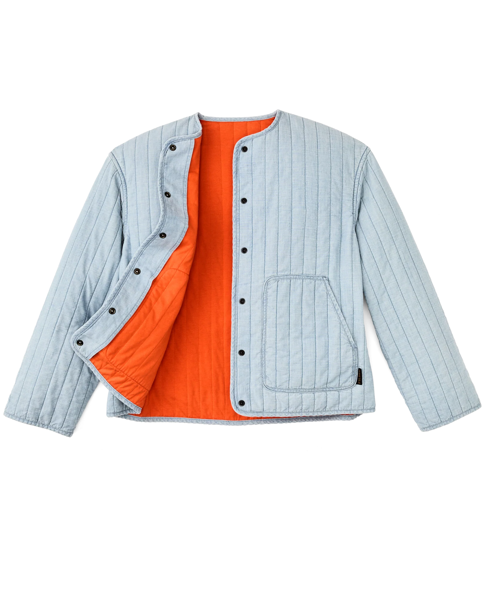 Women's Chambray Quilted Jacket - Light Indigo Chambray