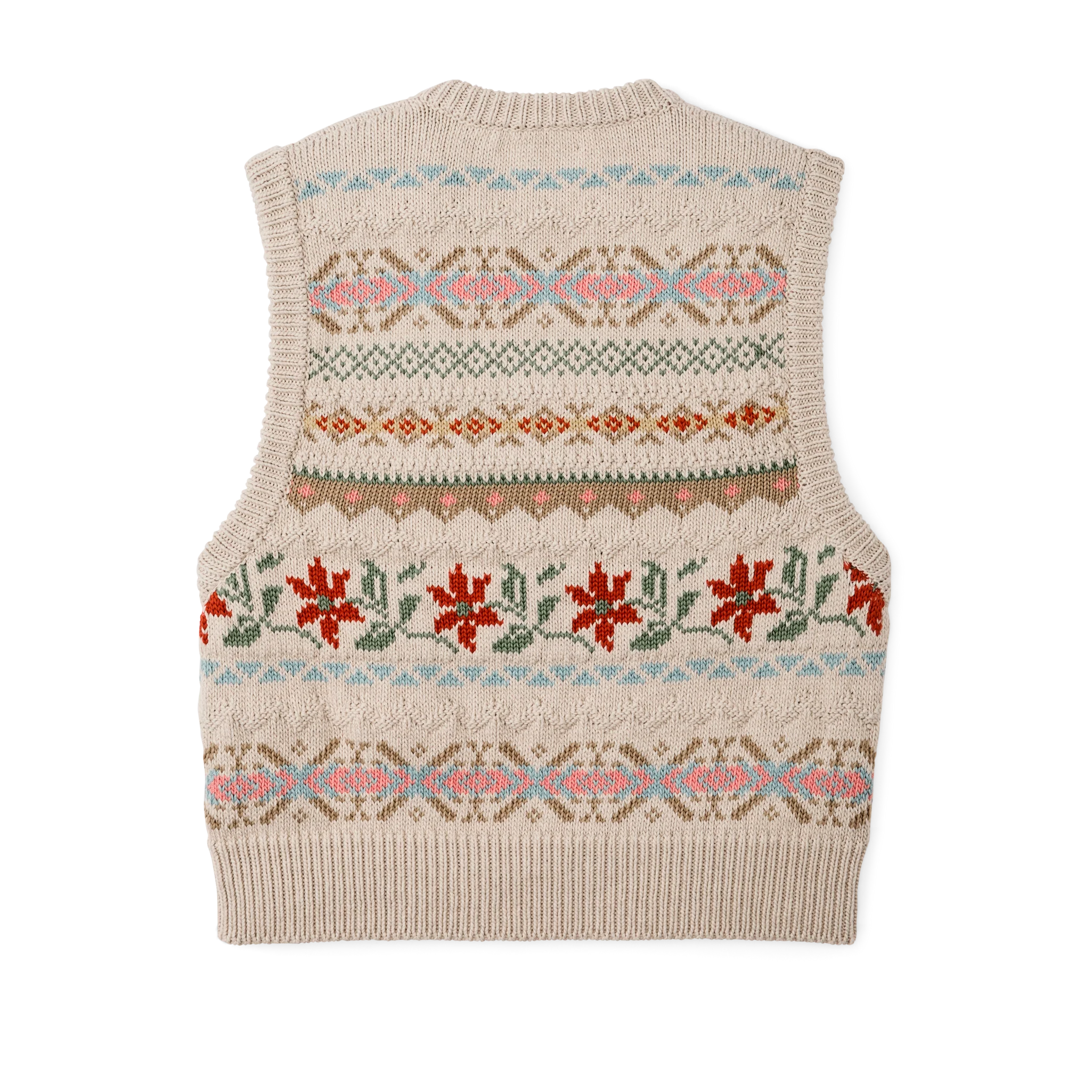 Women's Jacquard Cotton Vest - Flower Jacquard