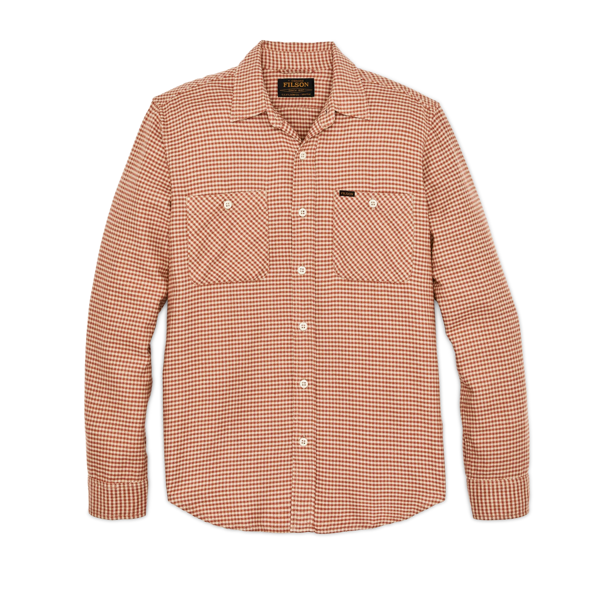 The Rangeland Flannel Shirt - Salmon / Oat Houndstooth