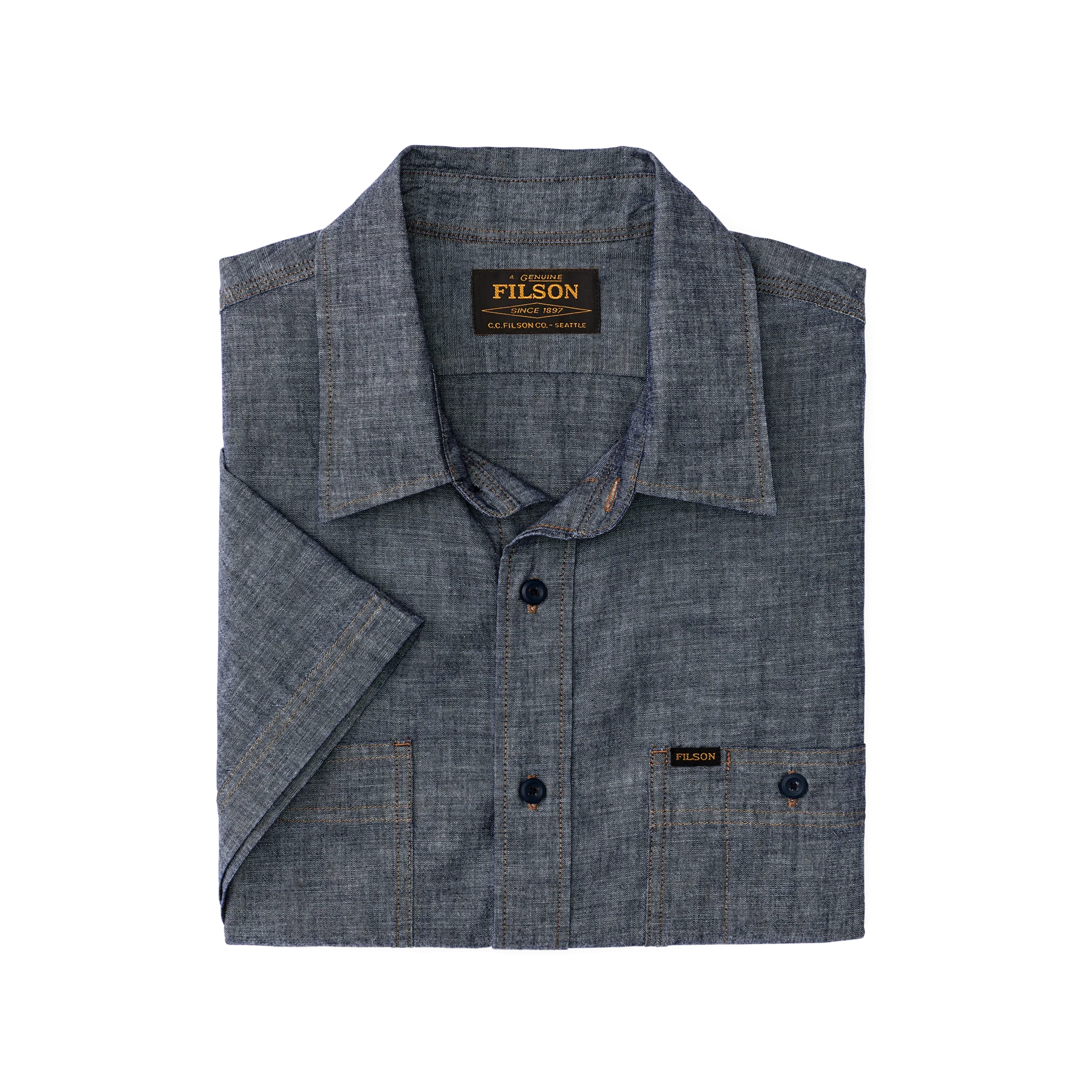 Short Sleeve Chambray Shirt  - Rinse Indigo