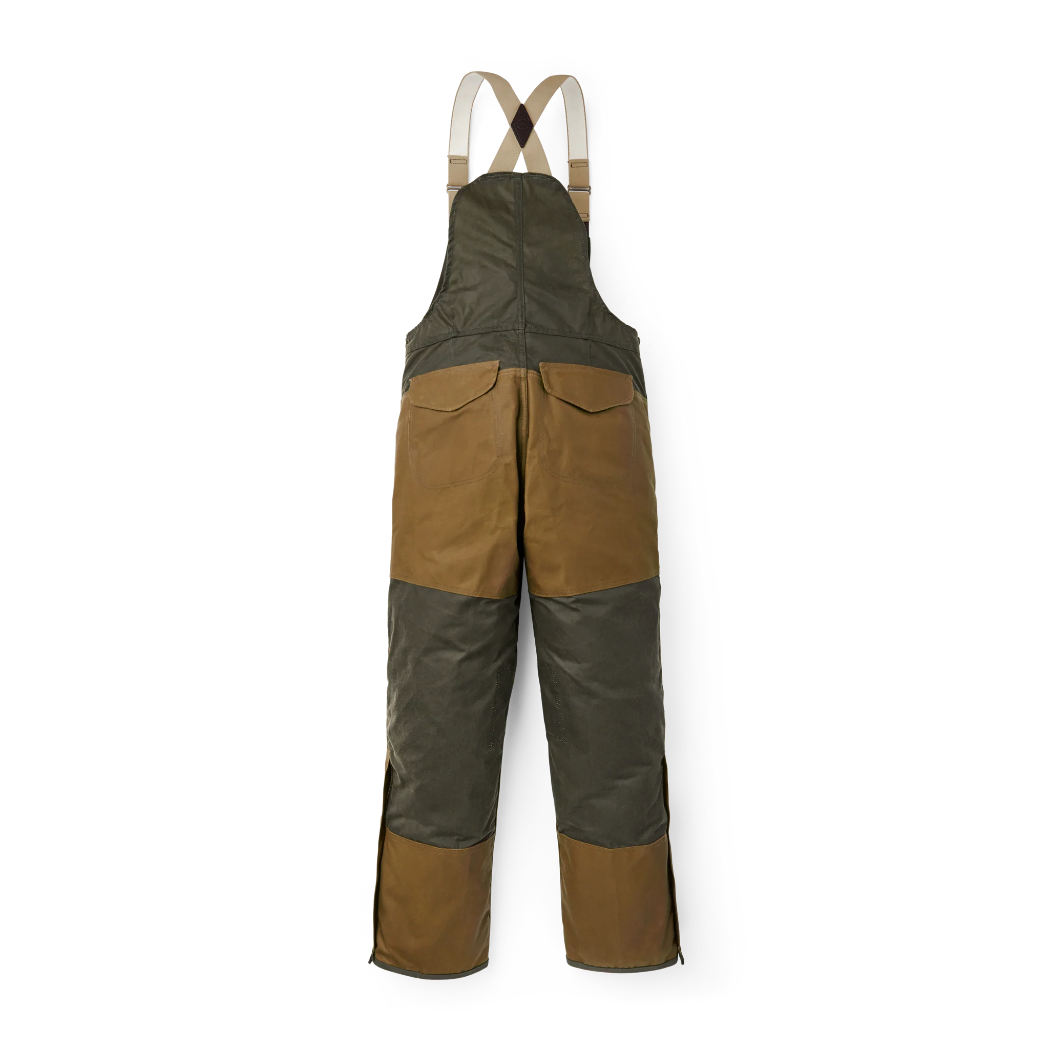 Double Hunting Bibs With Zipper - Otter Green / Dark Tan