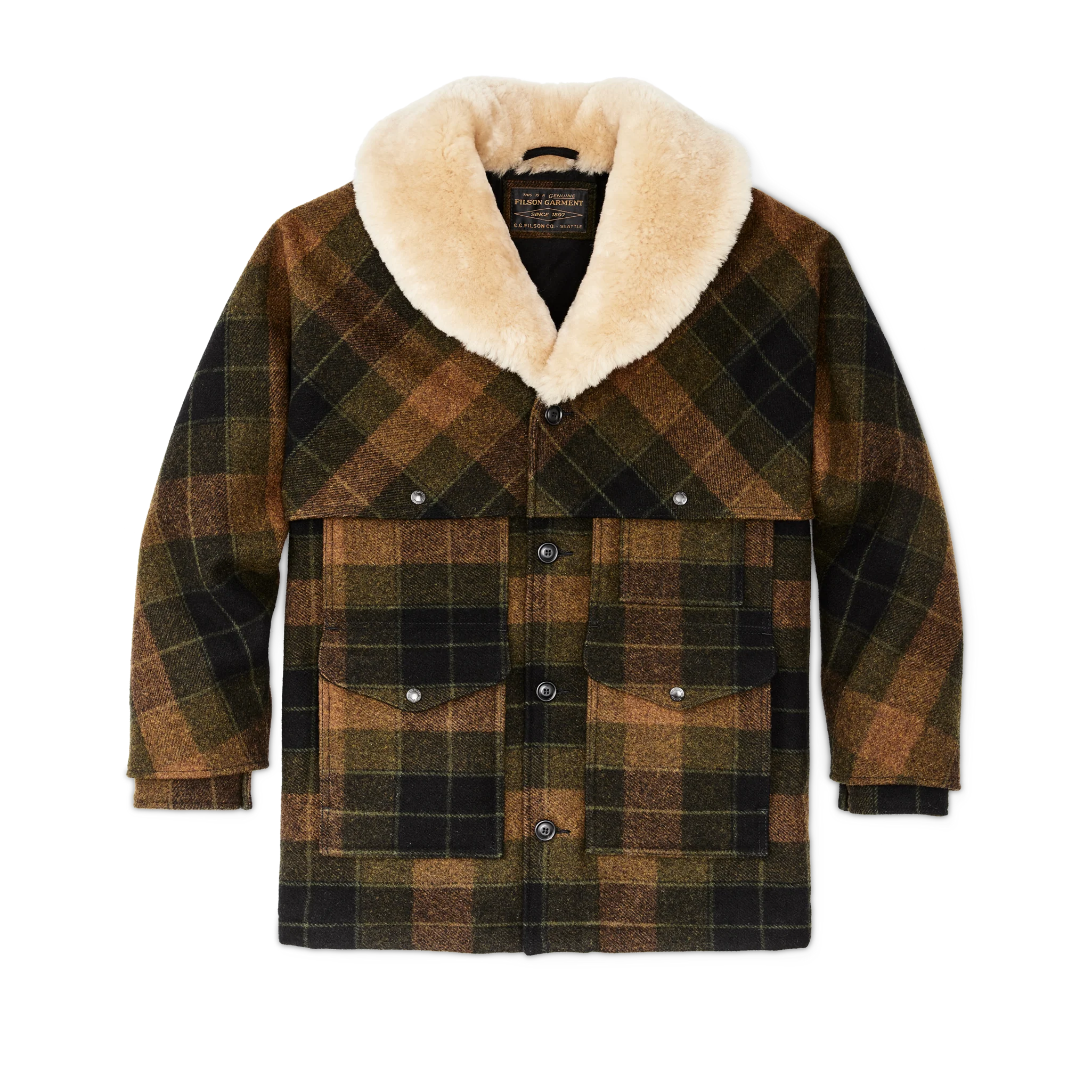 Lined Mackinaw Wool Packer Coat - Loden Heather Plaid