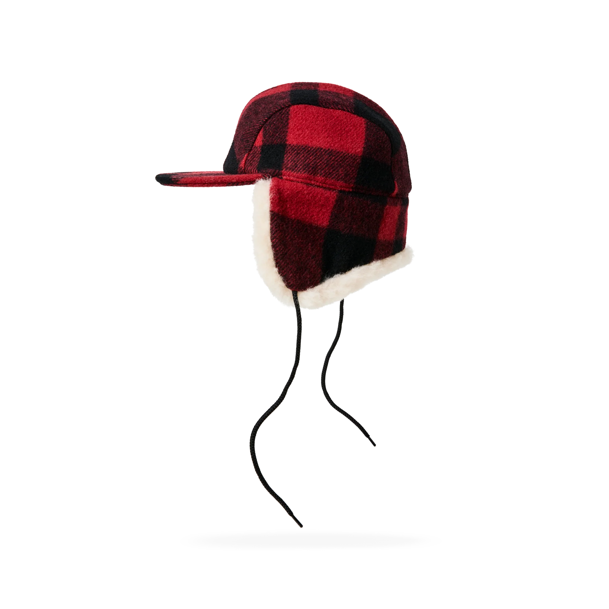 Double Mackinaw Wool Cap - Red Black Plaid/birch