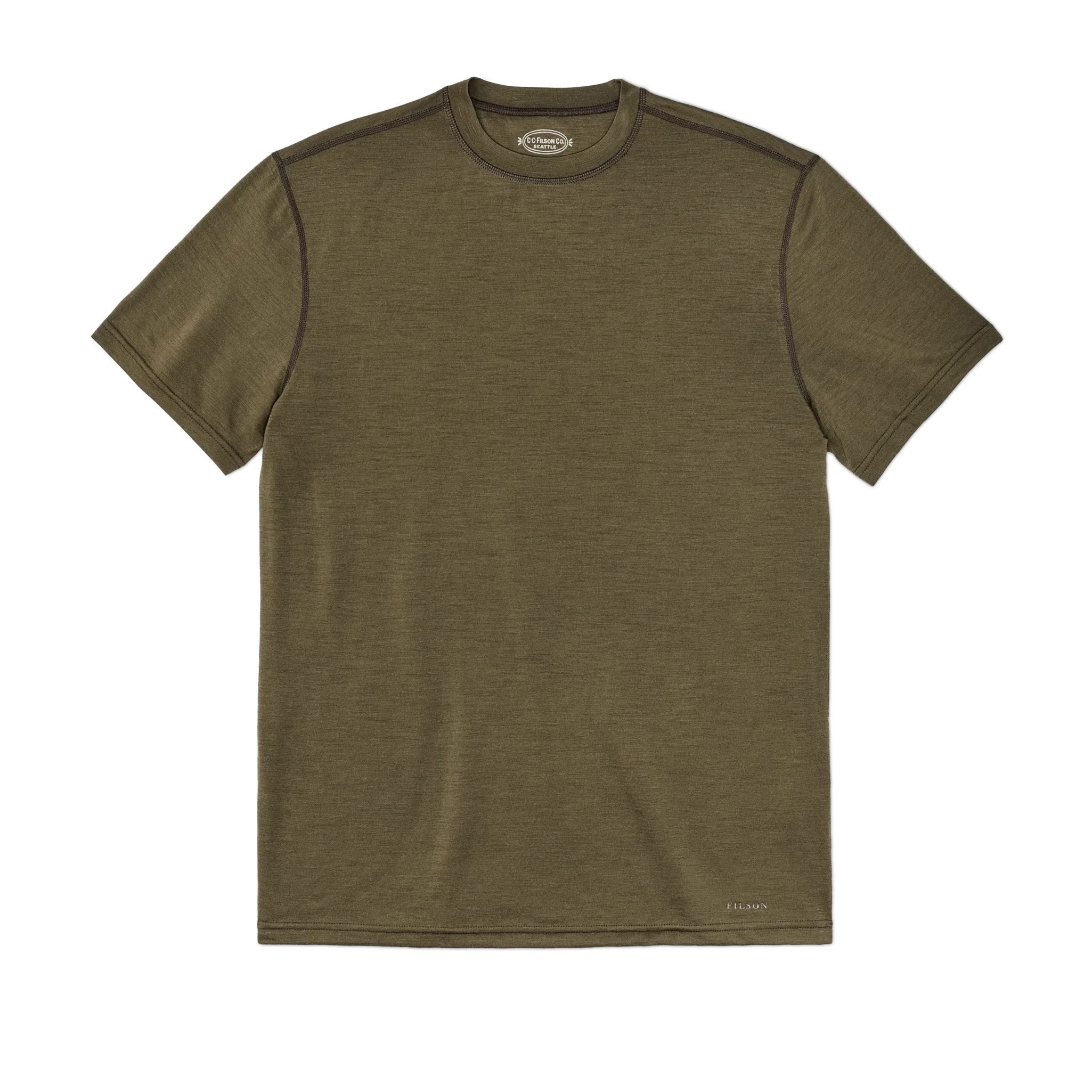 210g Merino Wool Short Sleeve Crewneck - Dark Olive