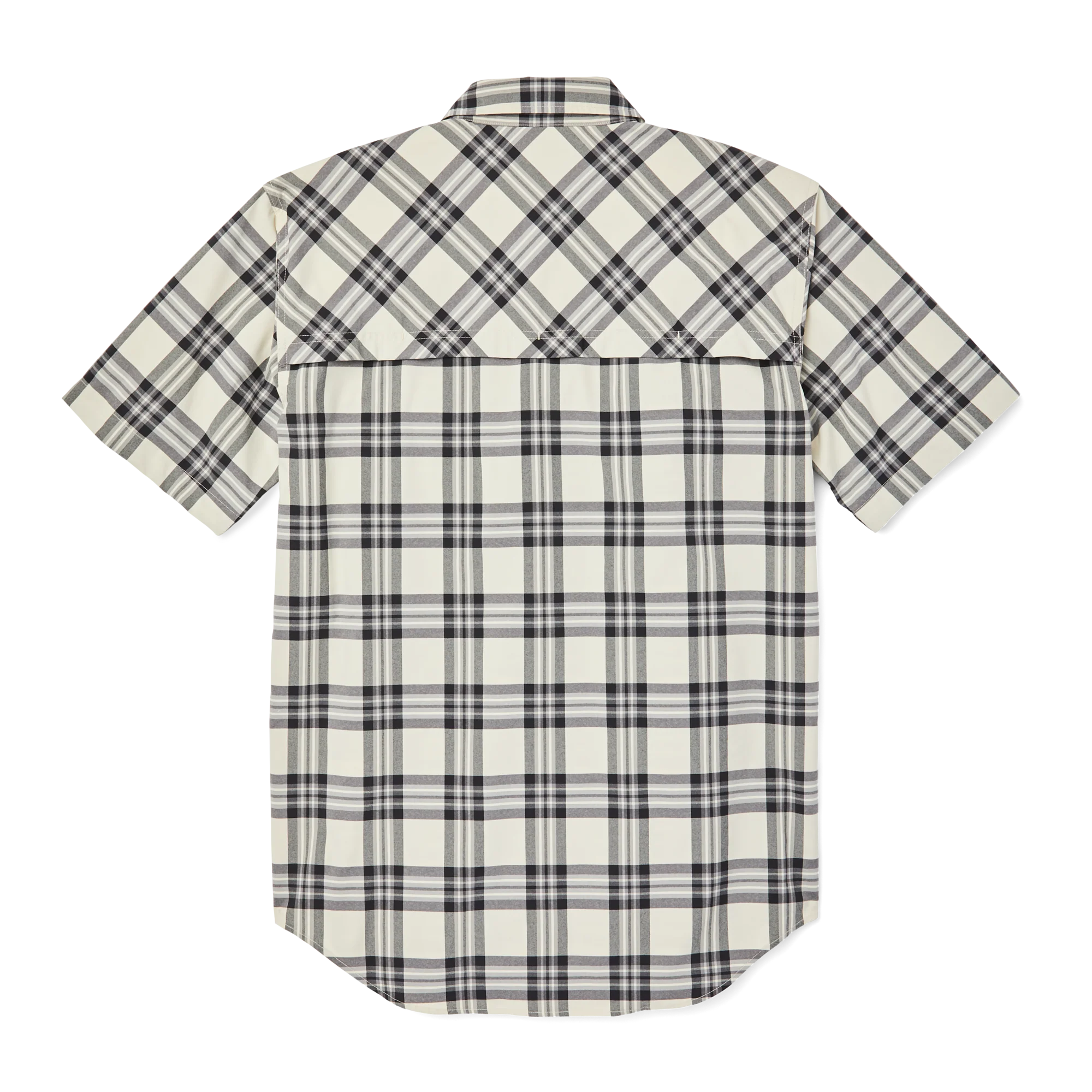 Twin Lakes Short Sleeve Sport Shirt - Cream/grey/black Plaid