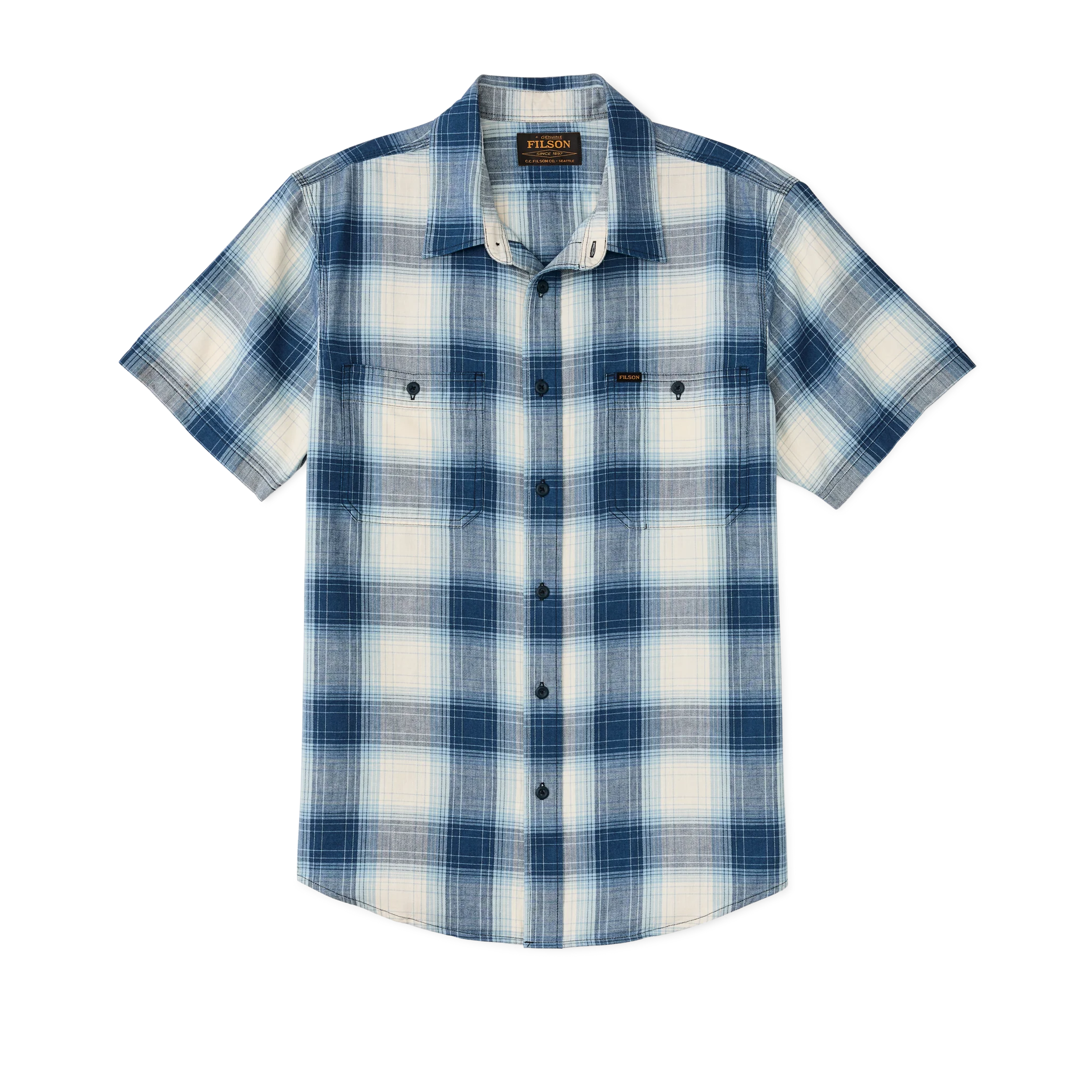 Short Sleeve Chambray Shirt - Indigo Plaid