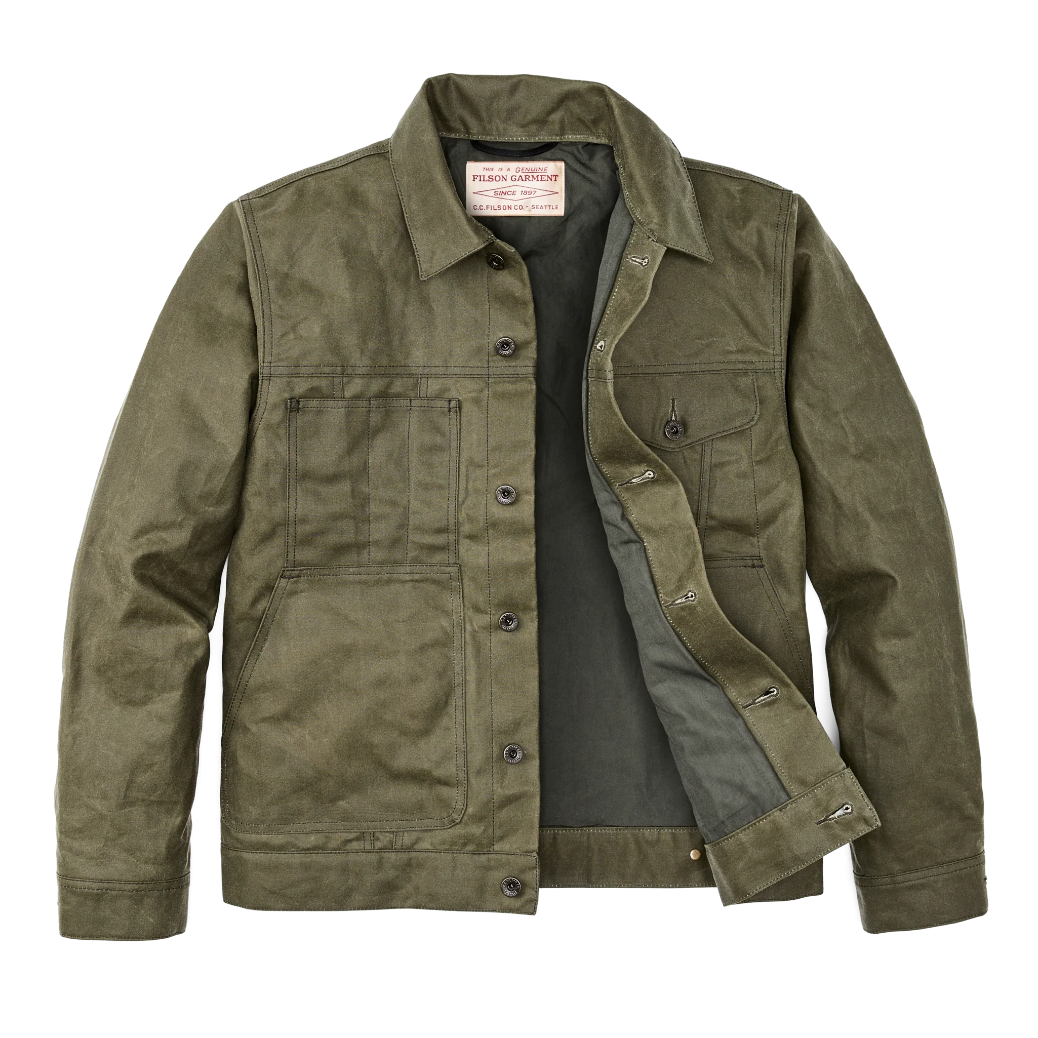 Tin Cloth Short Lined Cruiser Jacket - Military Green