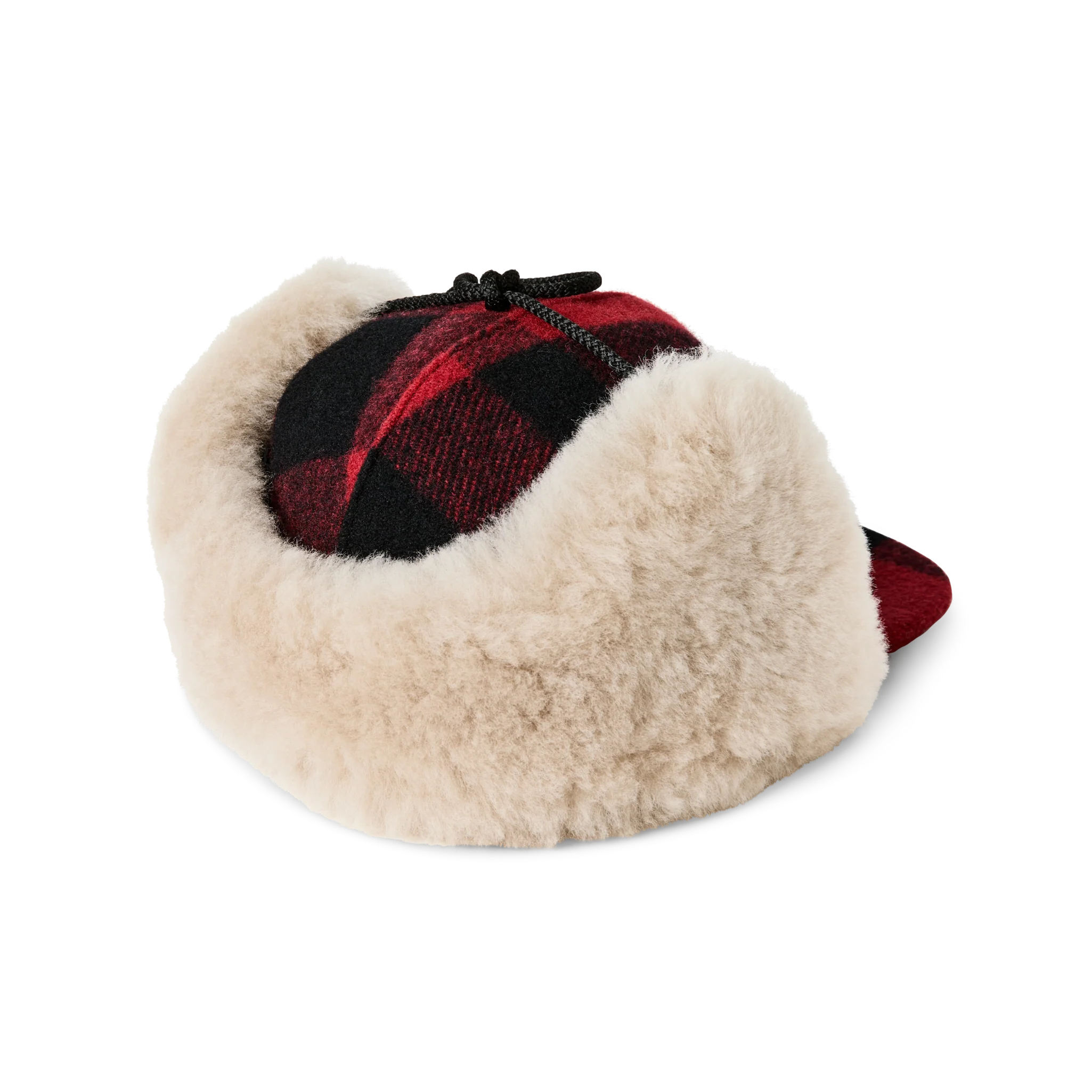 Double Mackinaw Wool Cap - Red Black Plaid/birch
