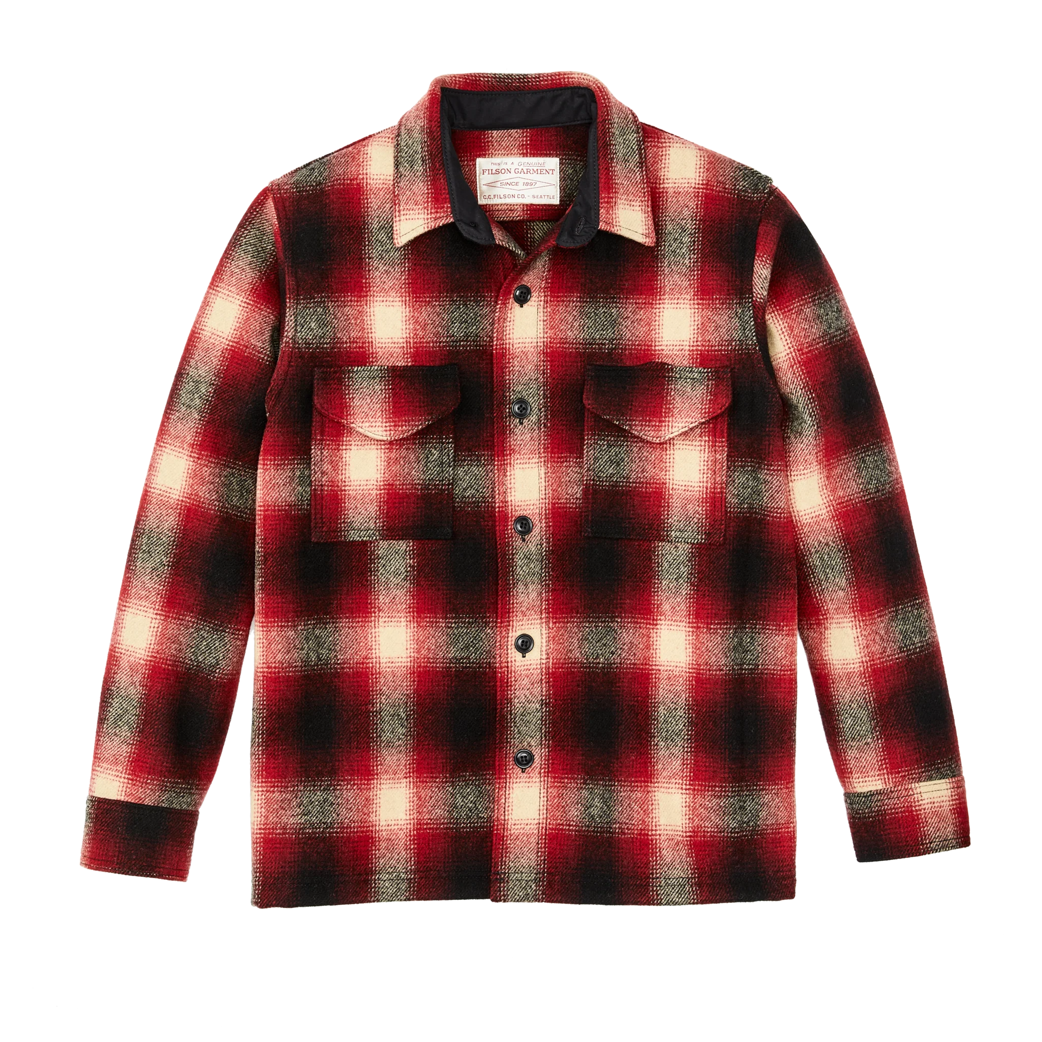 Mackinaw Wool Jac-shirt - Red / Black Ombre Plaid