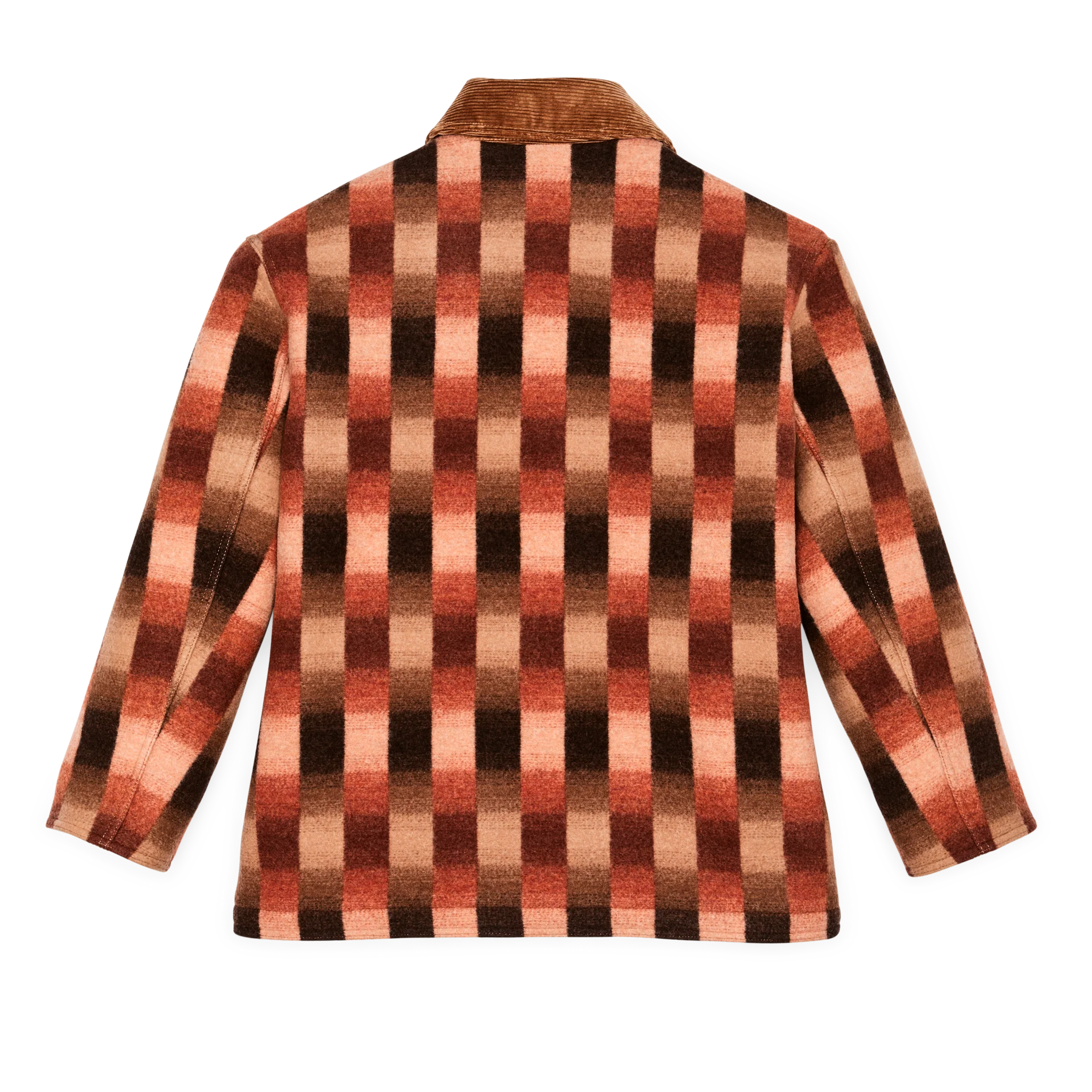 Women's Blanket Wool Barn Coat - Sunset Ombre Plaid