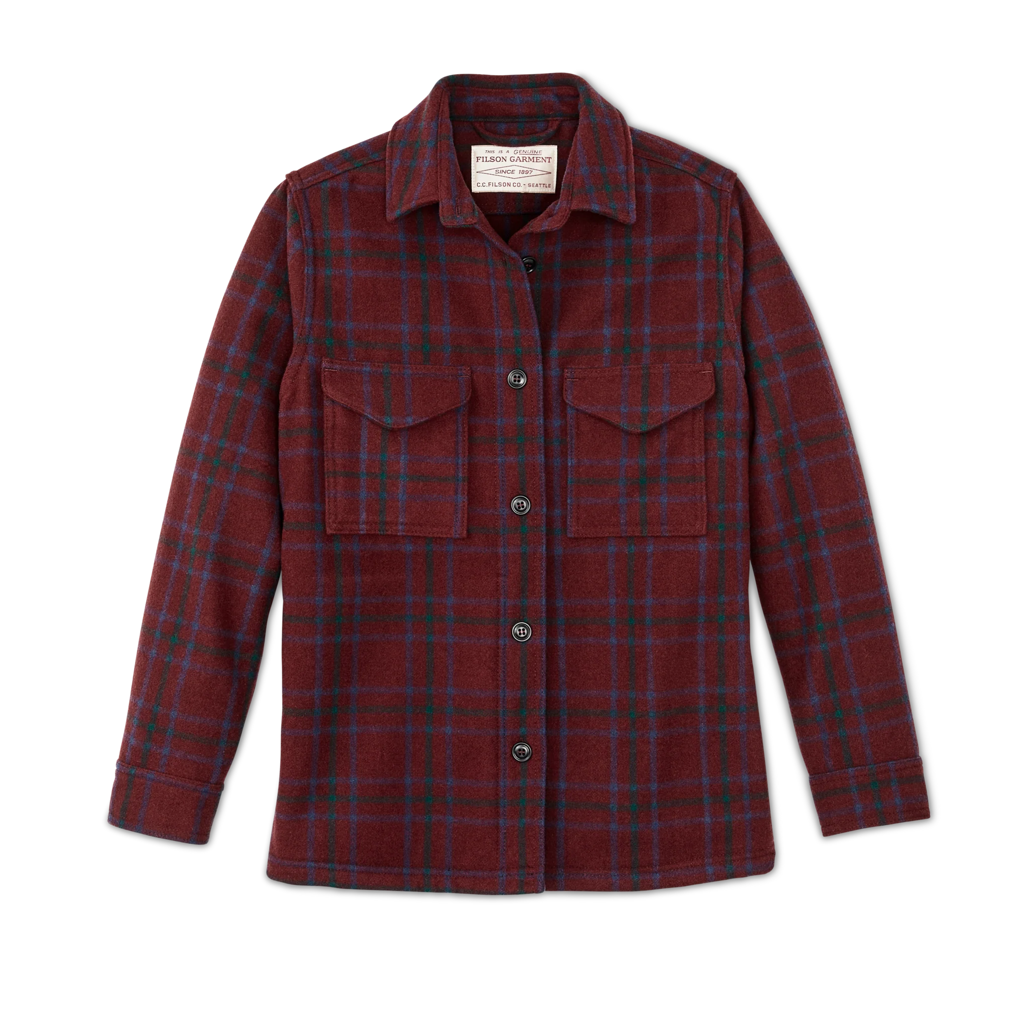 Women's Wool Jac-shirt - Deep Red Blue Green