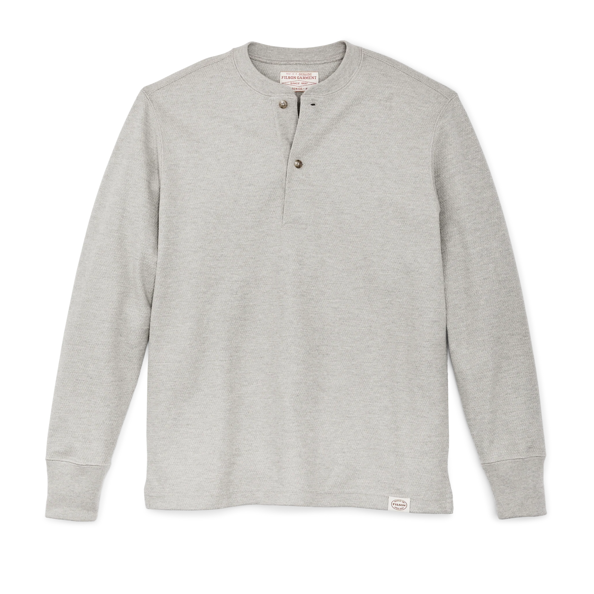 Waffle Knit Henley - Light Heather Gray