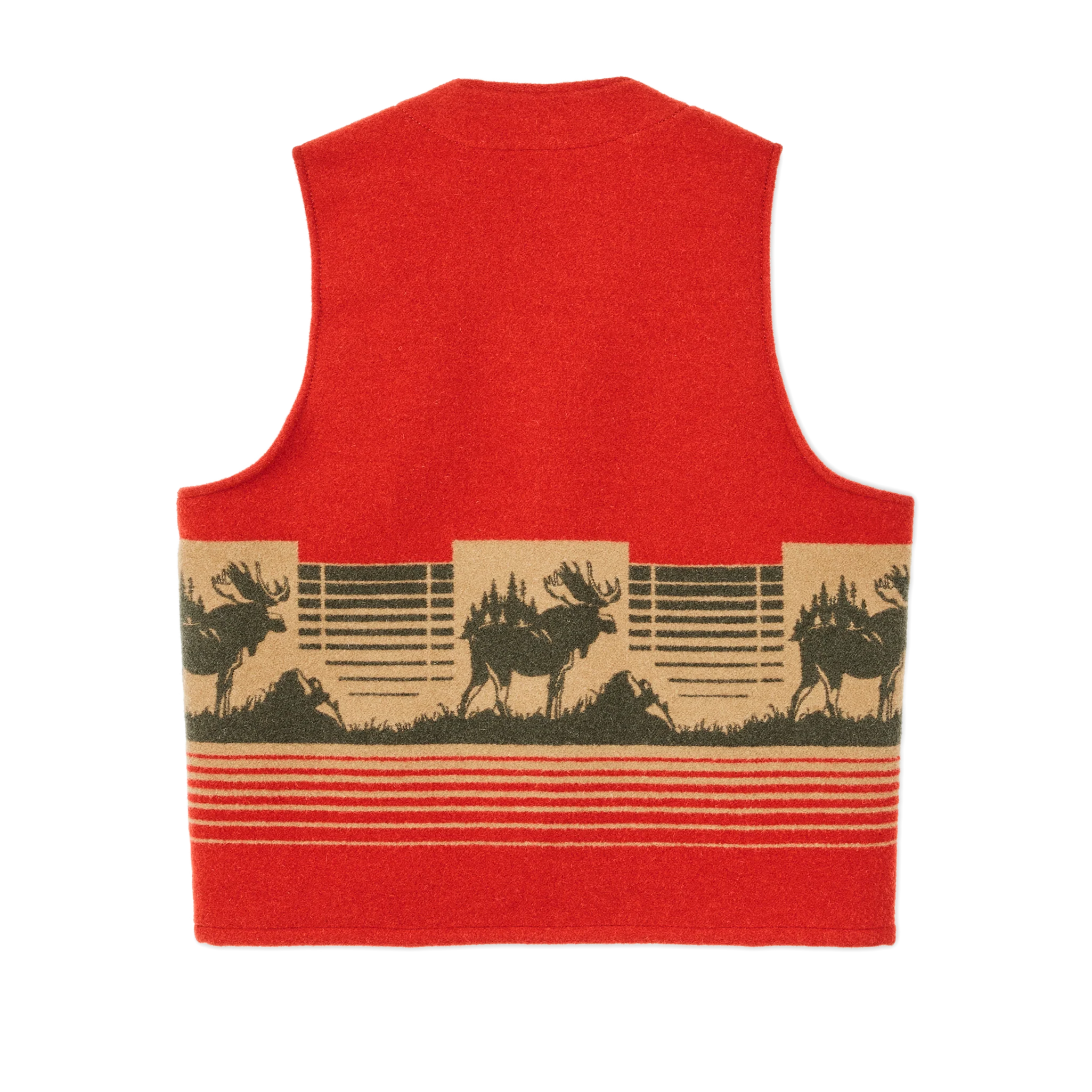 Jacquard Wool Vest - Red / Khaki / Forest Multi