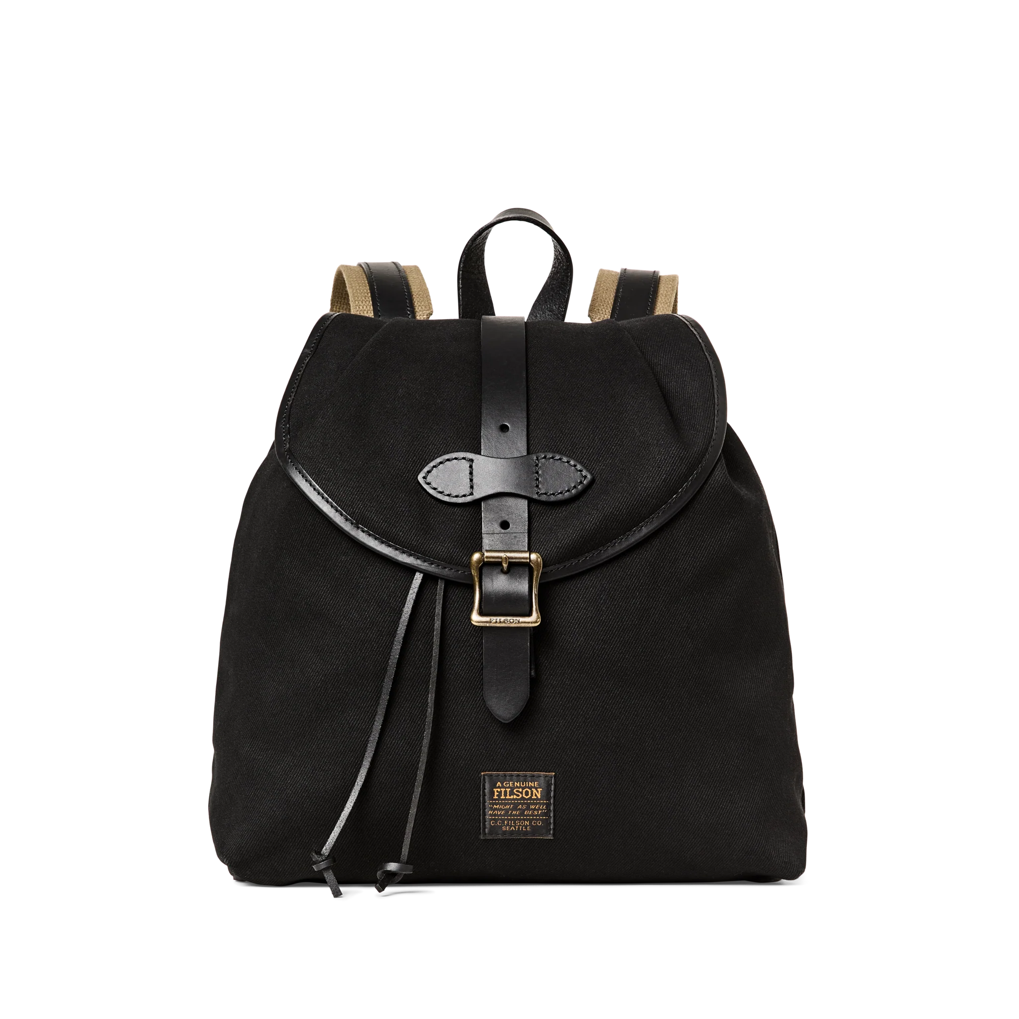 Rugged Twill Drawstring Backpack - Black