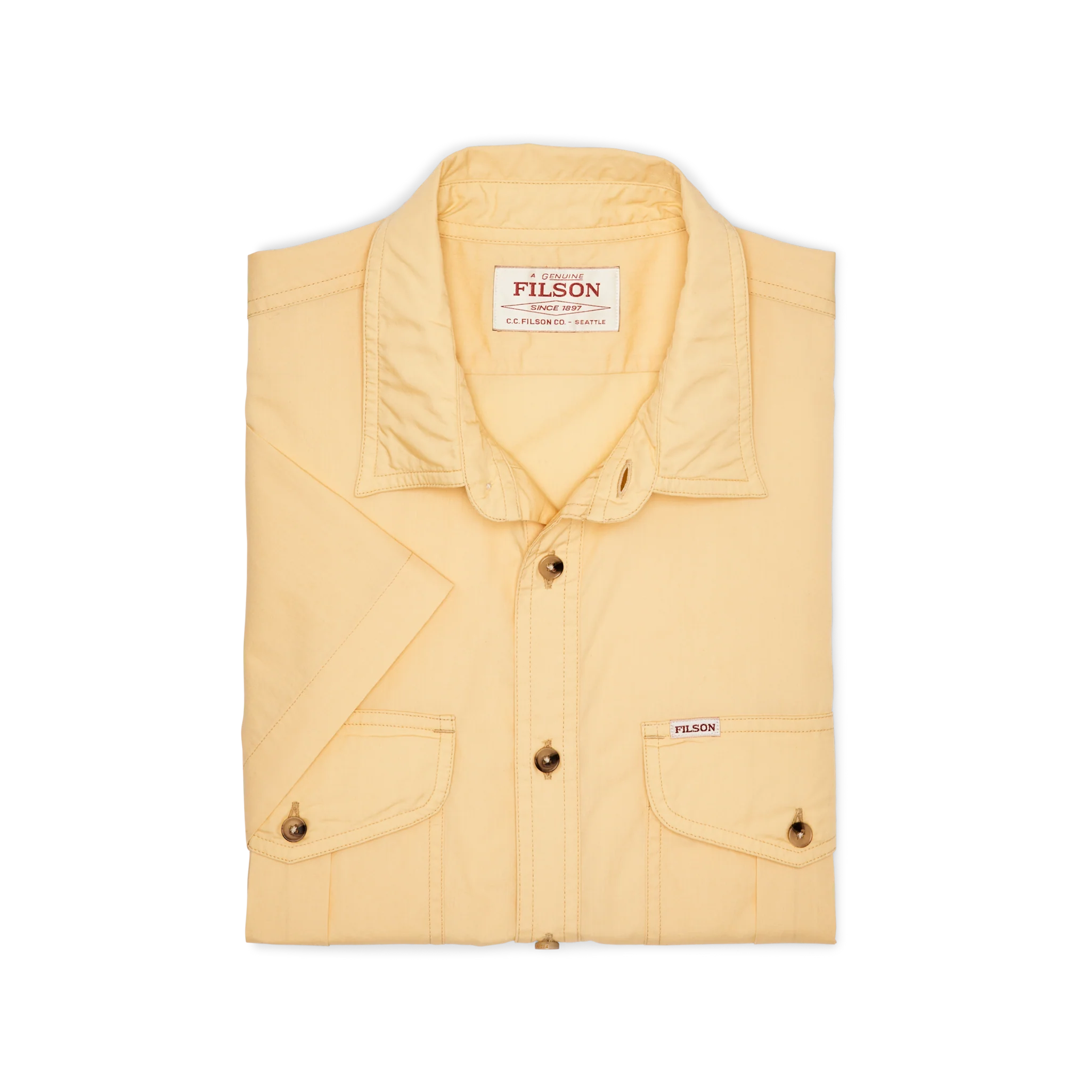 Filson's Washed Short Sleeve Feather Cloth Shirt - Straw