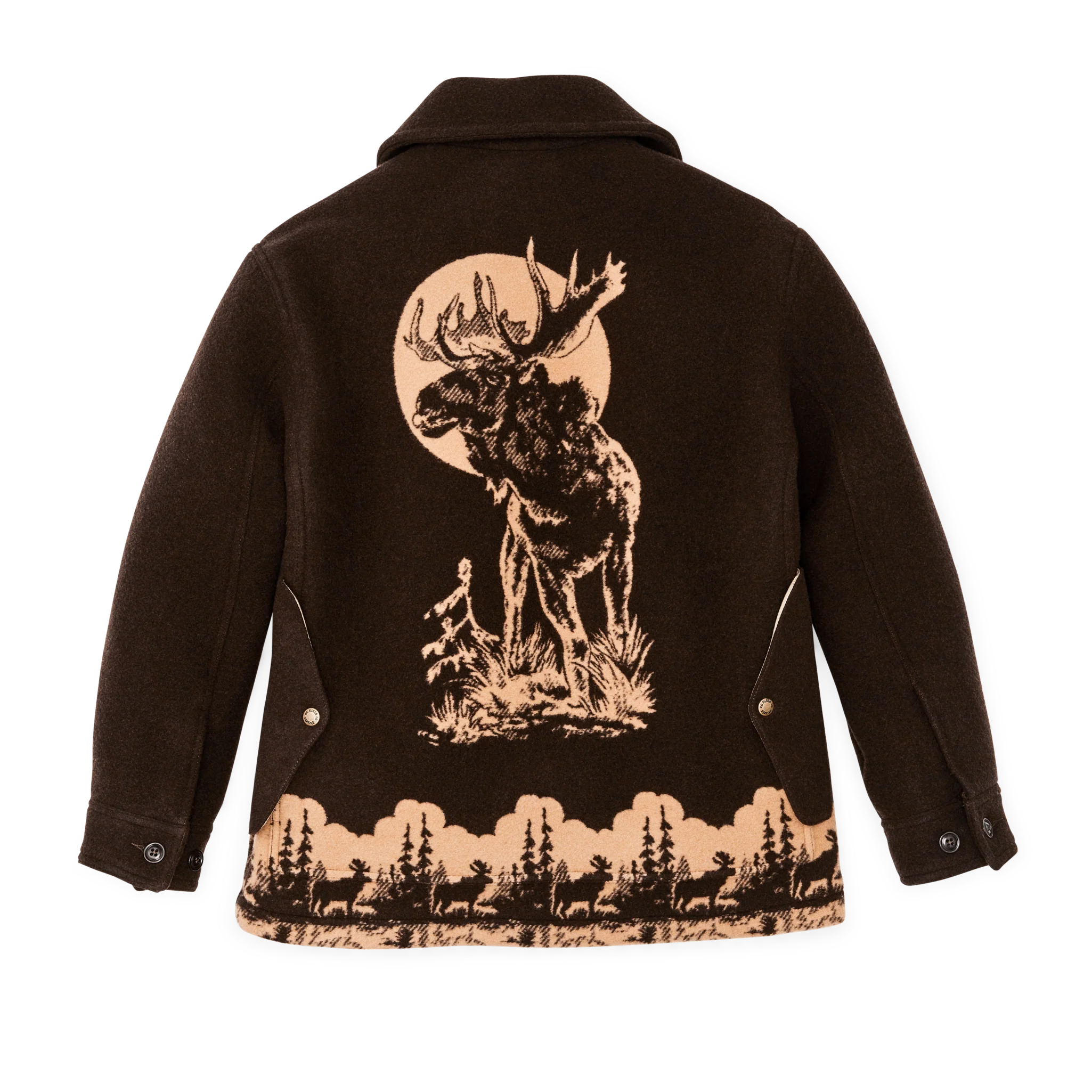 Women's Jacquard Wool Cruiser Jacket - Brown / Khaki Moose