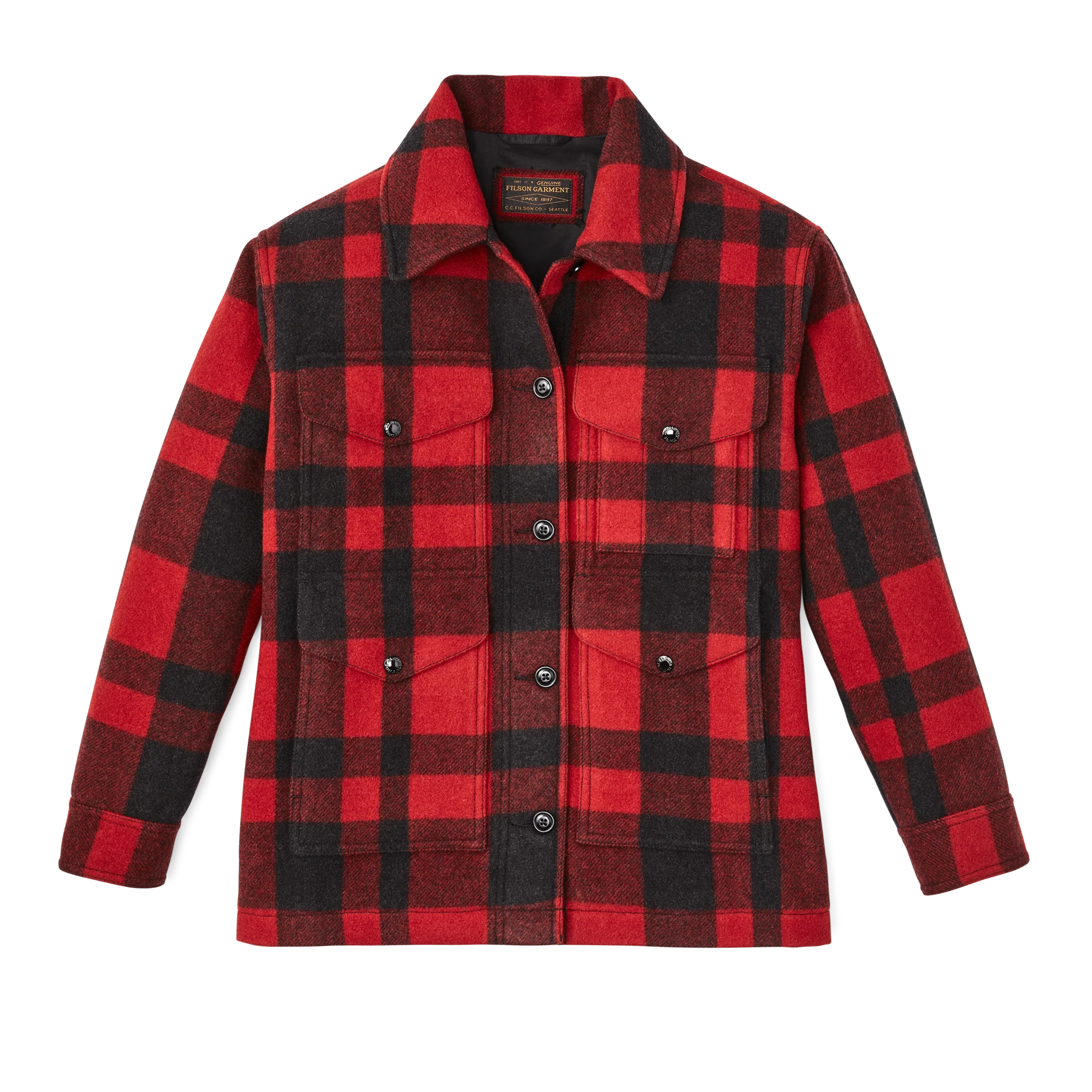 Women's Mackinaw Wool Cruiser Jacket - Red / Black Plaid