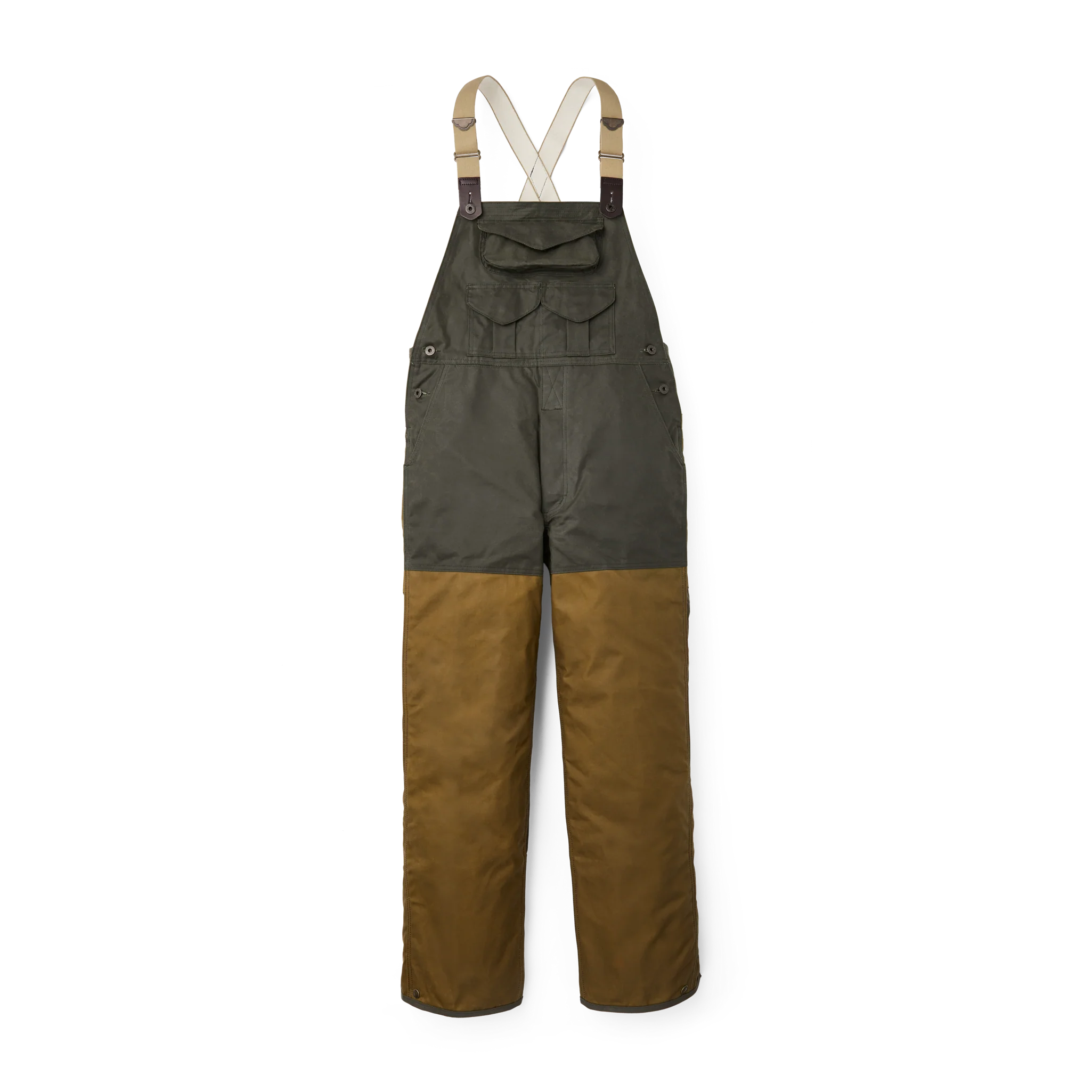 Double Hunting Bibs With Zipper - Otter Green / Dark Tan
