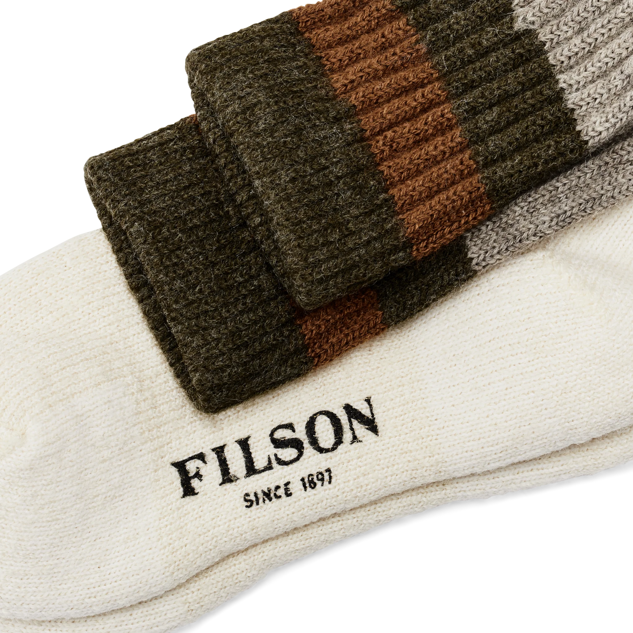 1970s Logger Thermal Socks - Green Brown