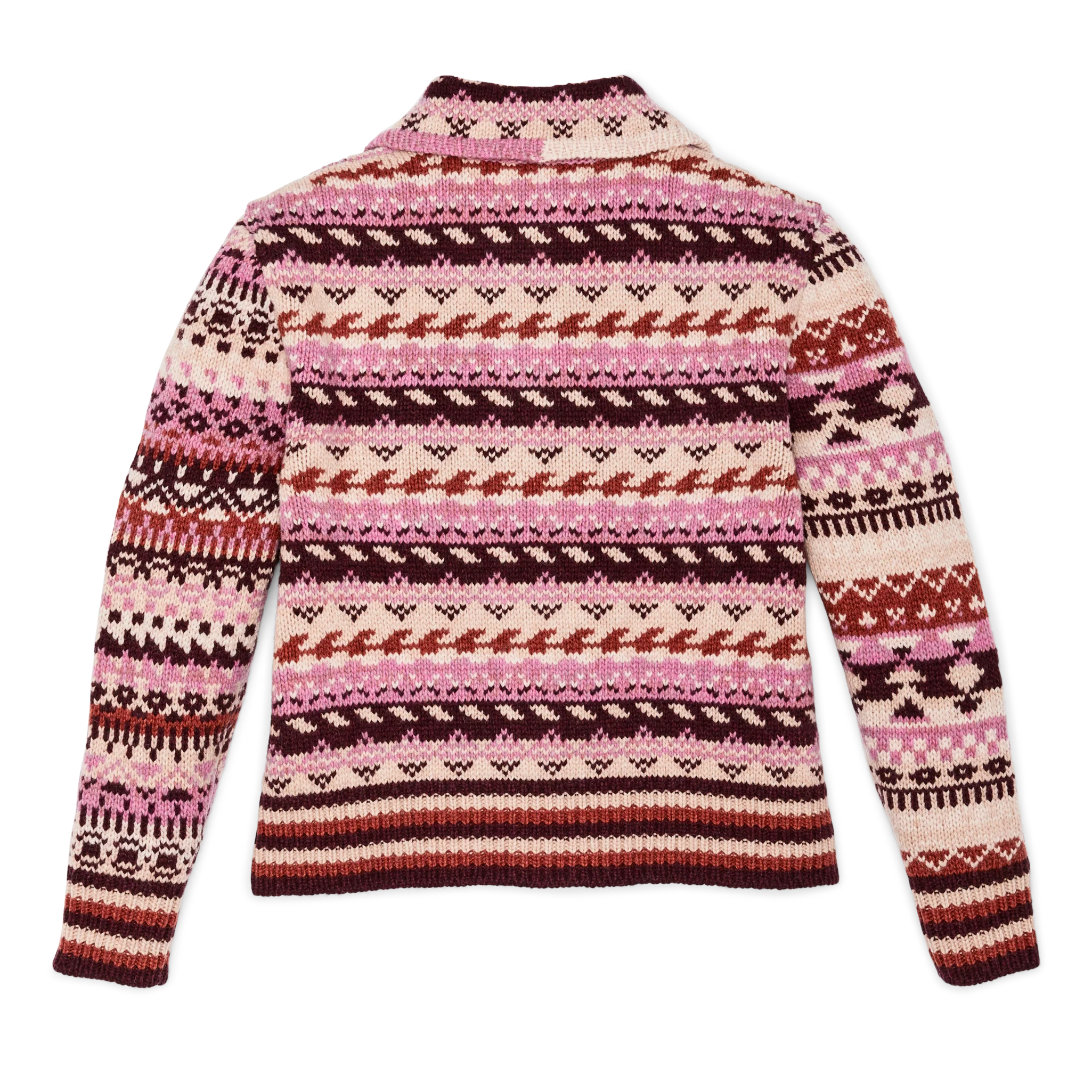 Women's Fair Isle Cardigan - Burgundy / Cream / Multi
