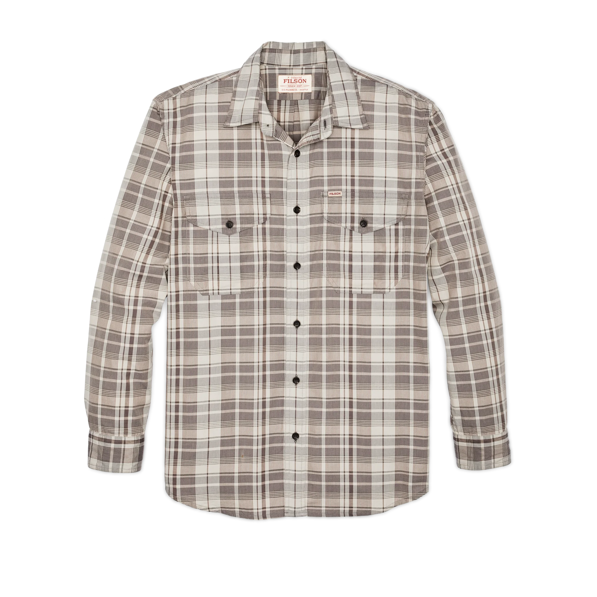 Filson's Washed Feather Cloth Shirt - Light Brown / Natural Plaid