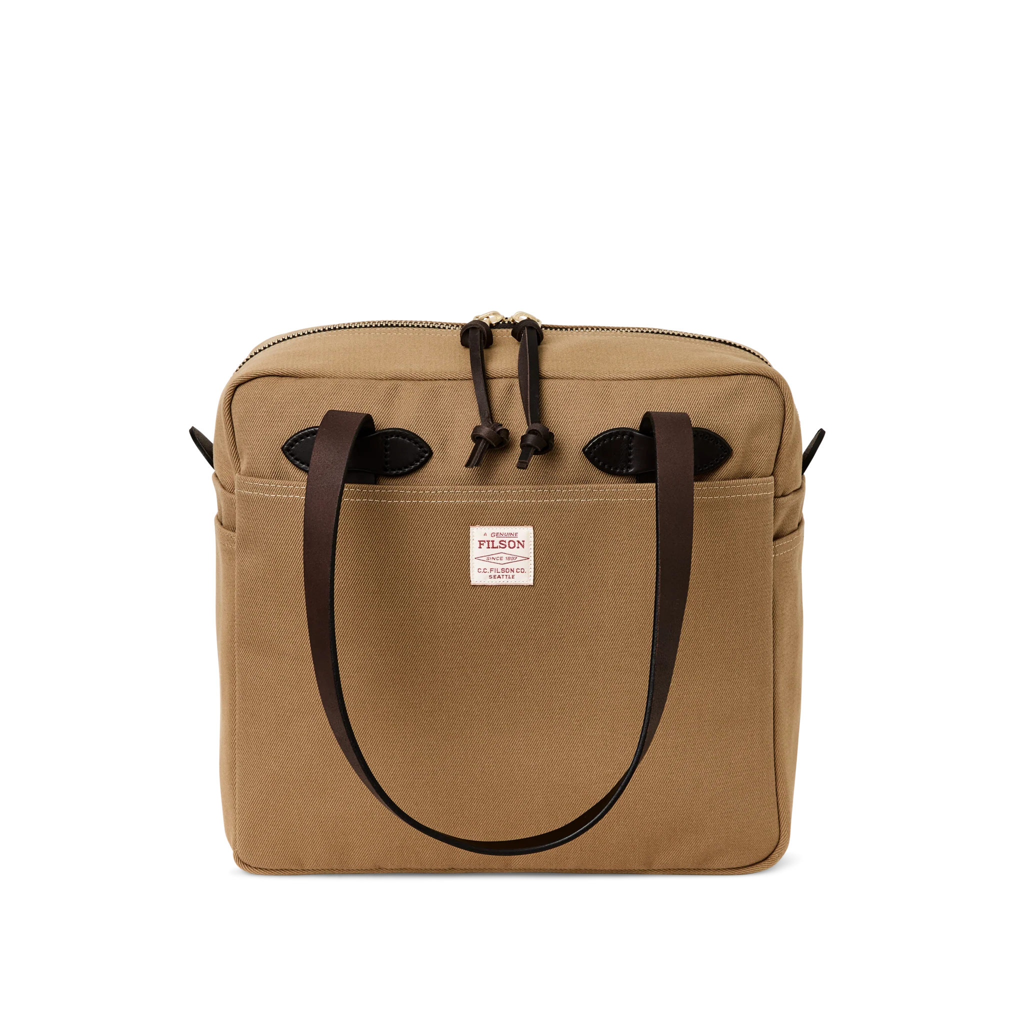 Rugged Twill Zipper Tote Bag - Tan