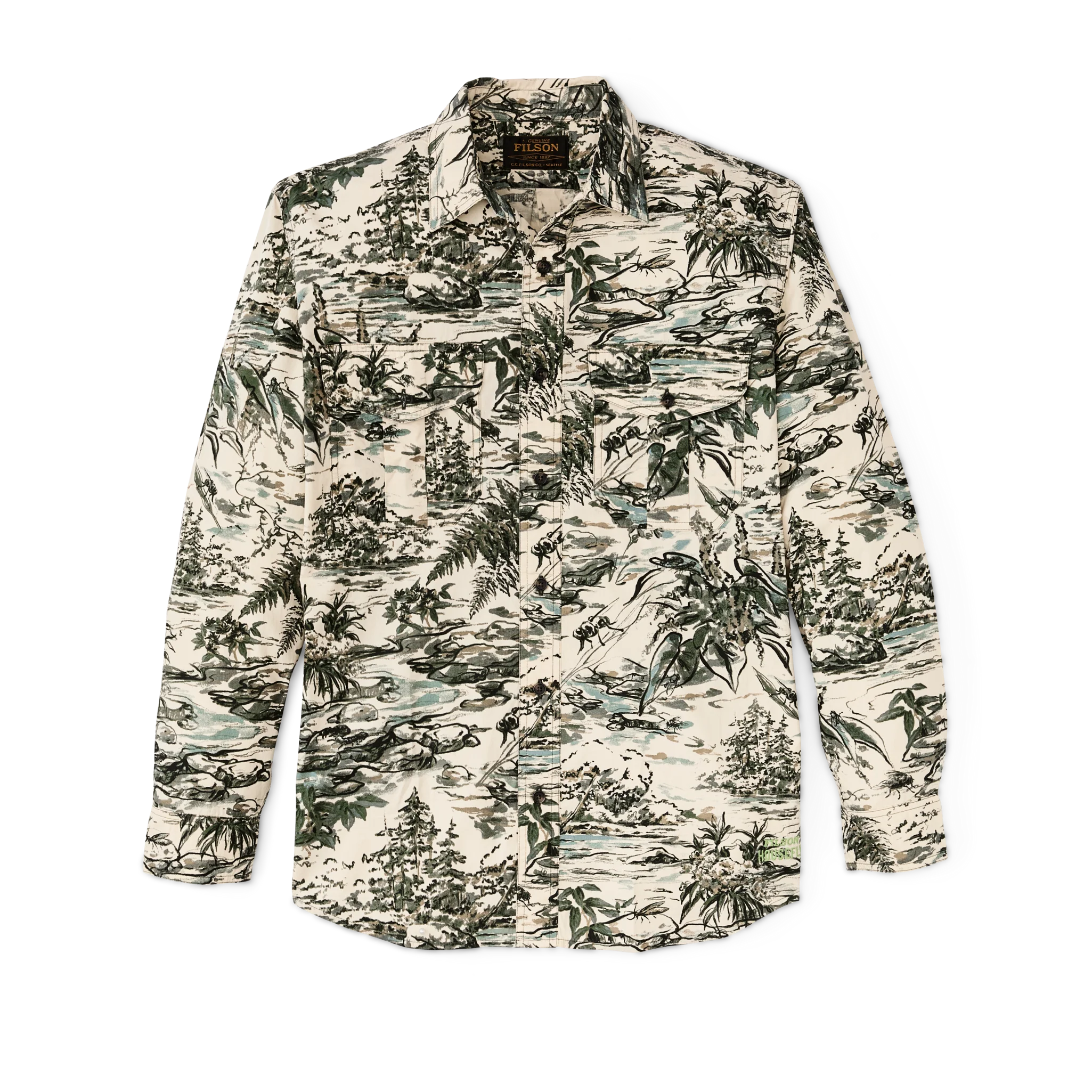 Filson X Housefly Washed Feather Cloth Shirt - Khaki / Scenic