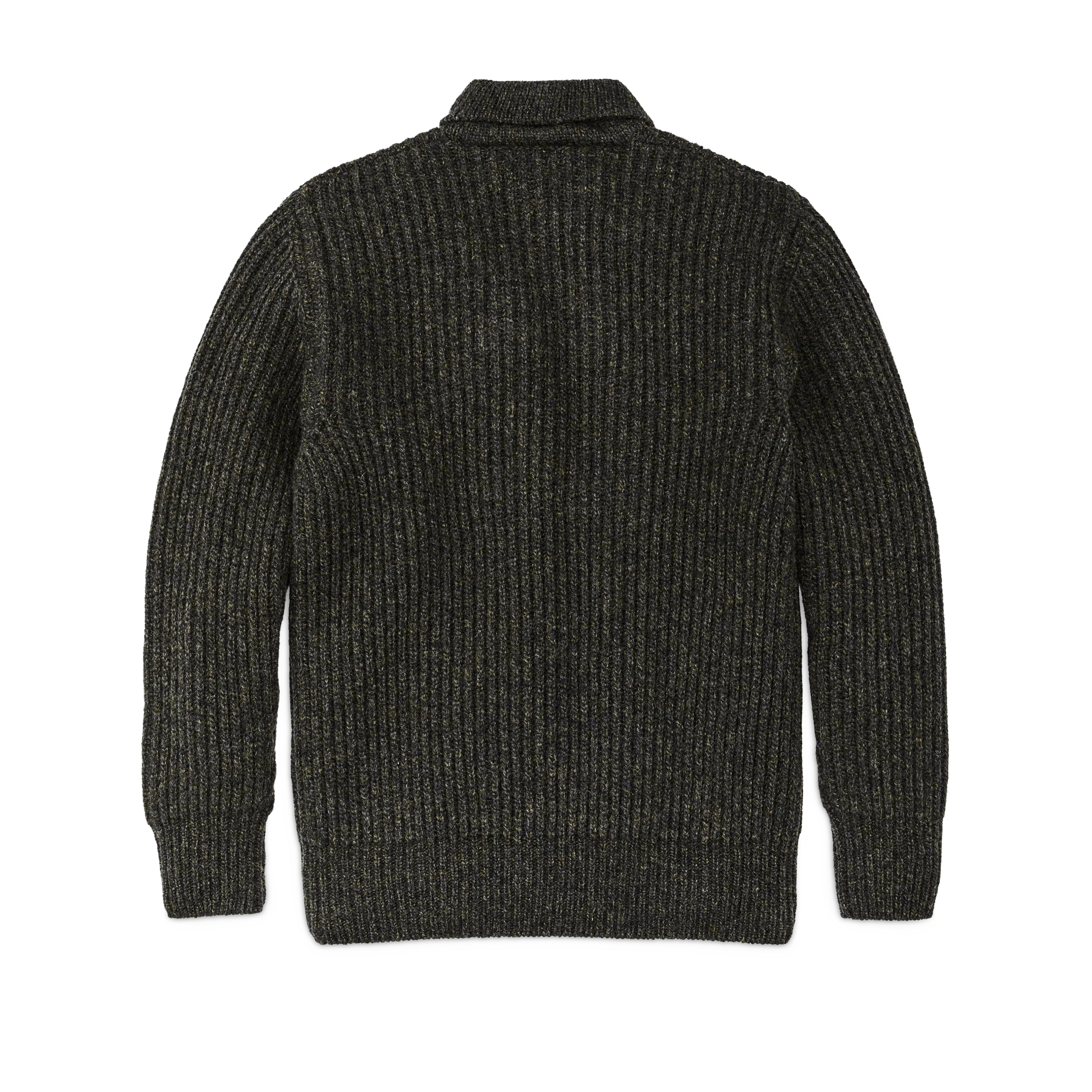 Bristol Shawl Neck Sweater - Moss / Black Melange
