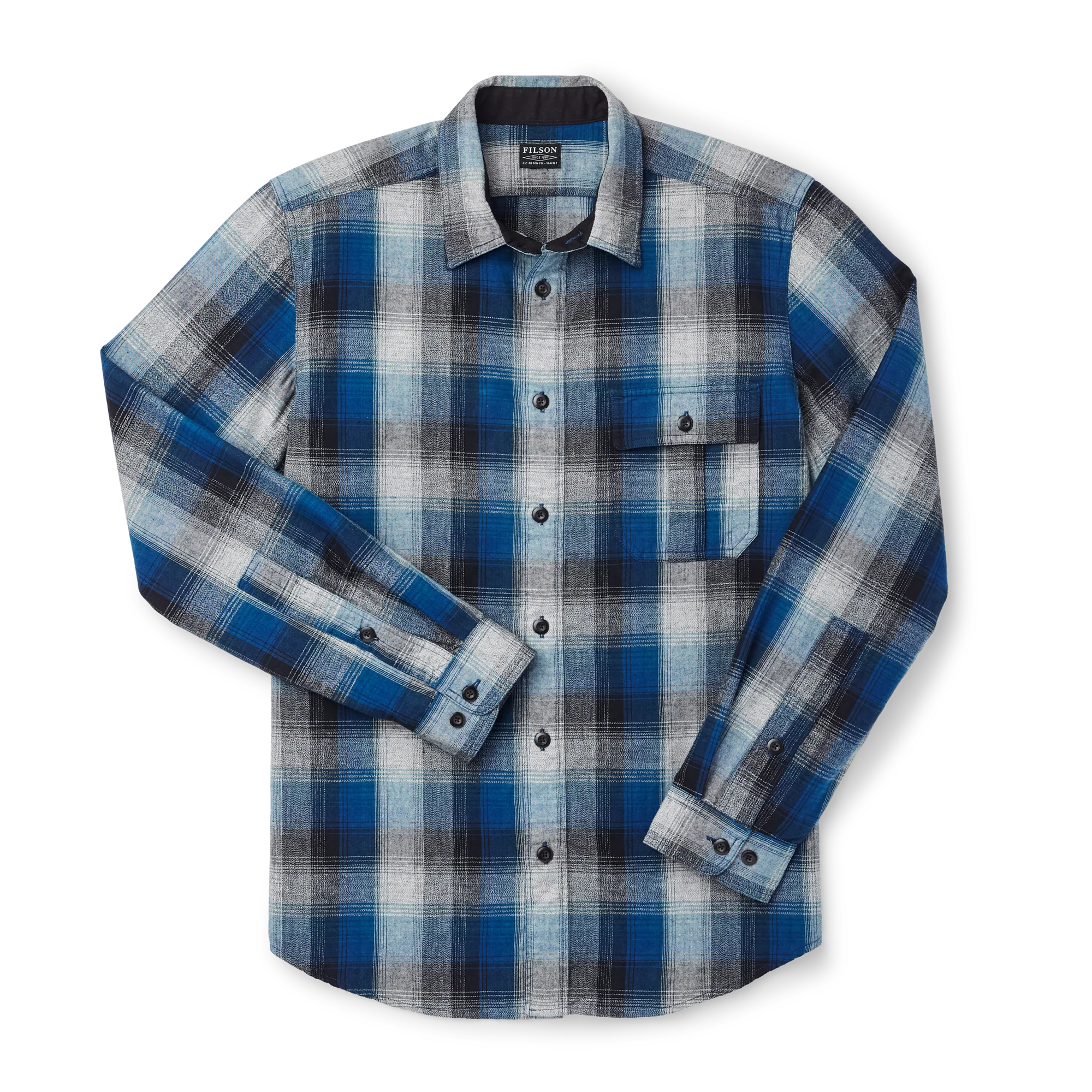 Rustic Oxford Shirt - Indigo/black/charcoal Plaid