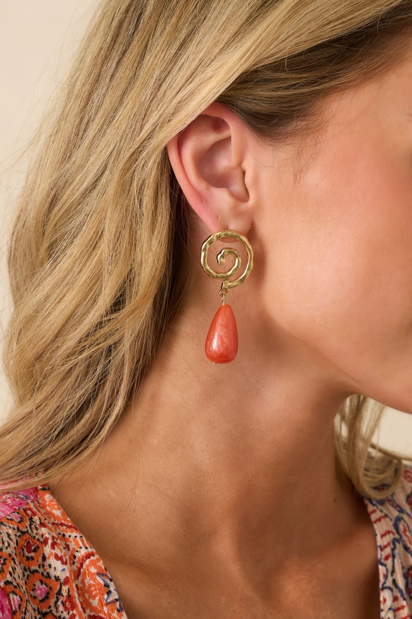 Running On Good Energy Terracotta Pearlescent Drop Earrings