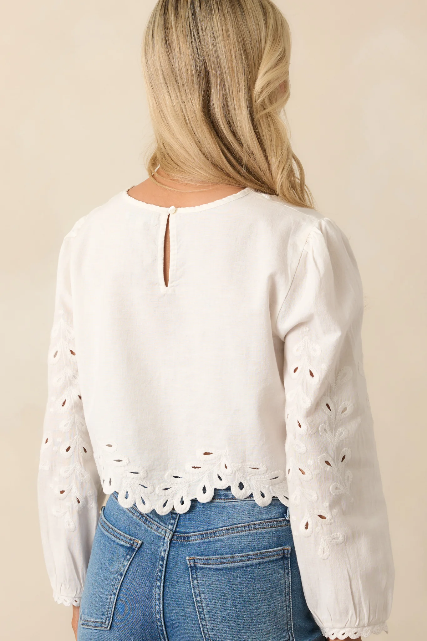 Z Supply White Ambroise Embroidered Linen Top
